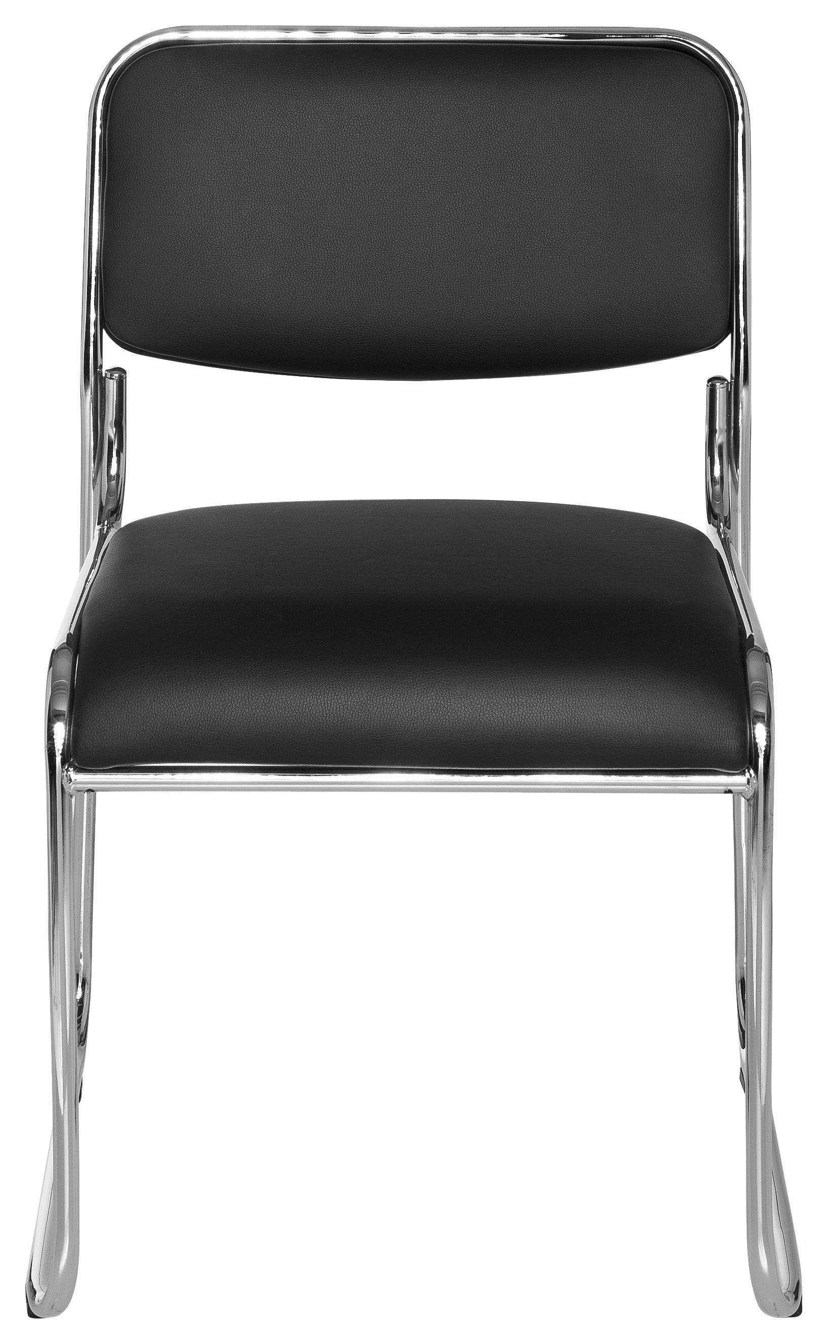 Besucherstuhl Kolta Schwarz - Chromfarben/Schwarz, MODERN, Textil/Metall (41/84/52cm) - MID.YOU
