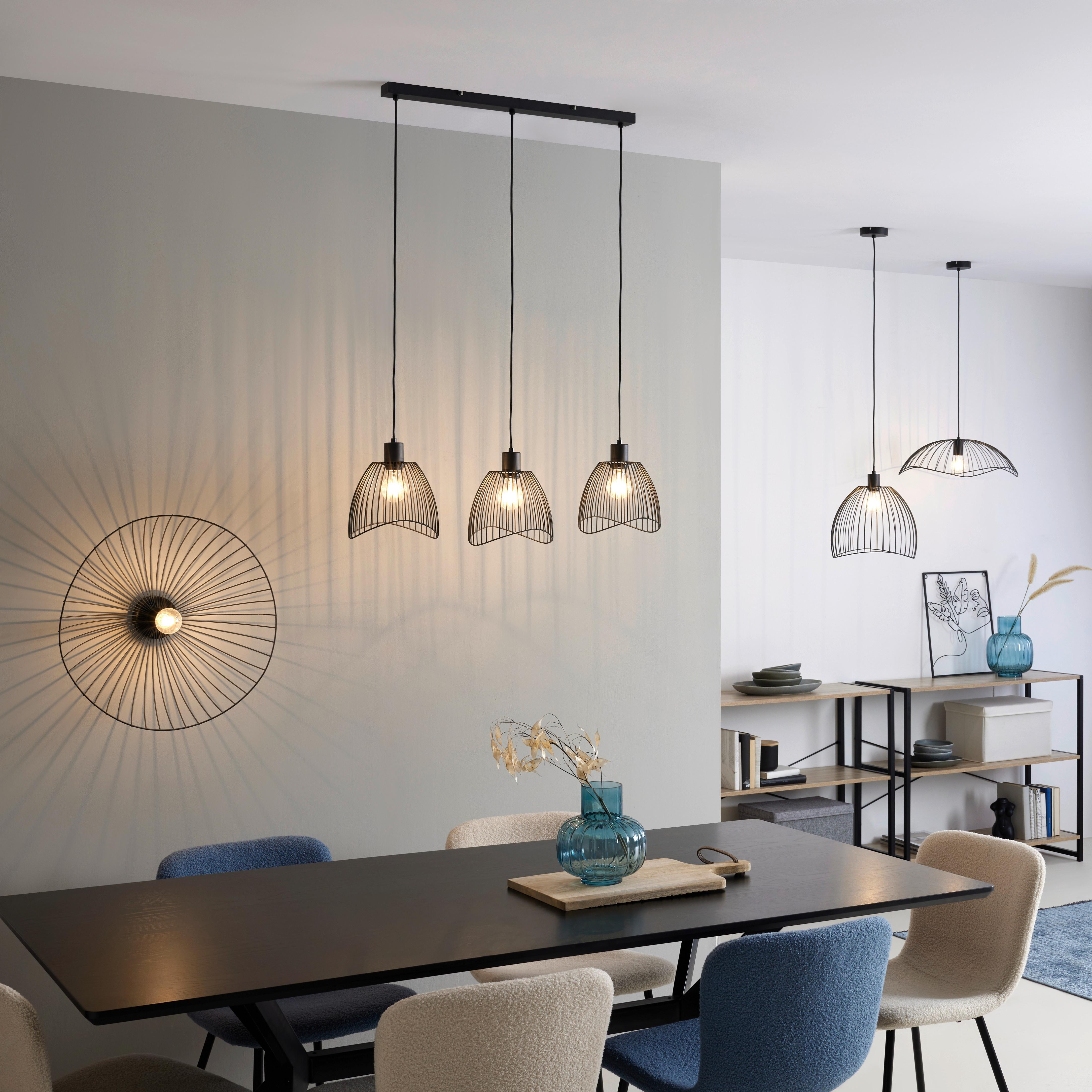 Hängeleuchte Eliot max. 40 Watt - Schwarz, MODERN, Kunststoff/Metall (50/120cm) - Modern Living