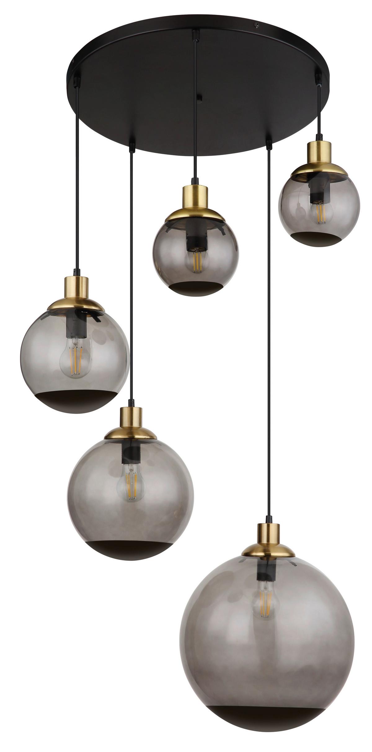 Hängeleuchte Potter Schwarz max. 40 Watt - Messingfarben/Schwarz, Design, Glas/Kunststoff (65/150cm) - Globo