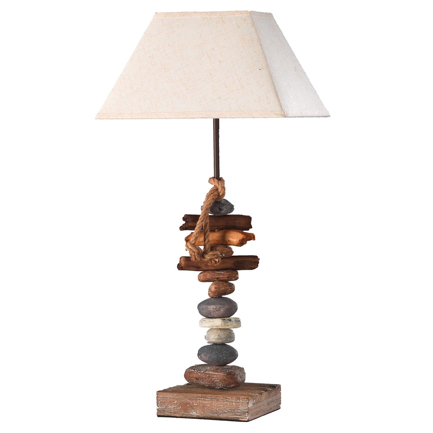 Tischlechte Seregon Weiß max. 22 Watt - Schwarz, Natur, Textil/Stein (30/25/63cm)