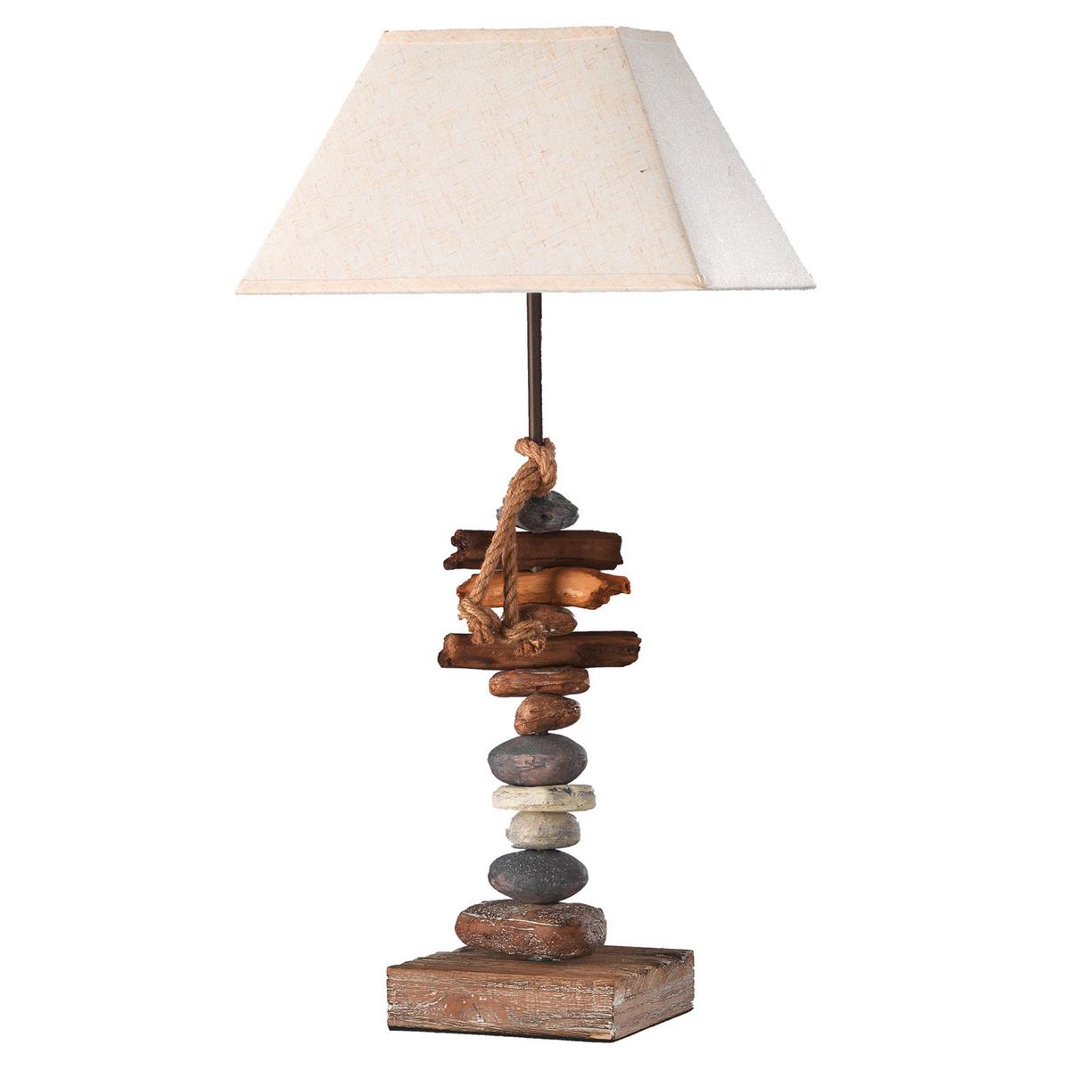 Tischlechte Seregon Weiß max. 22 Watt - Schwarz, Natur, Textil/Stein (30/25/63cm)