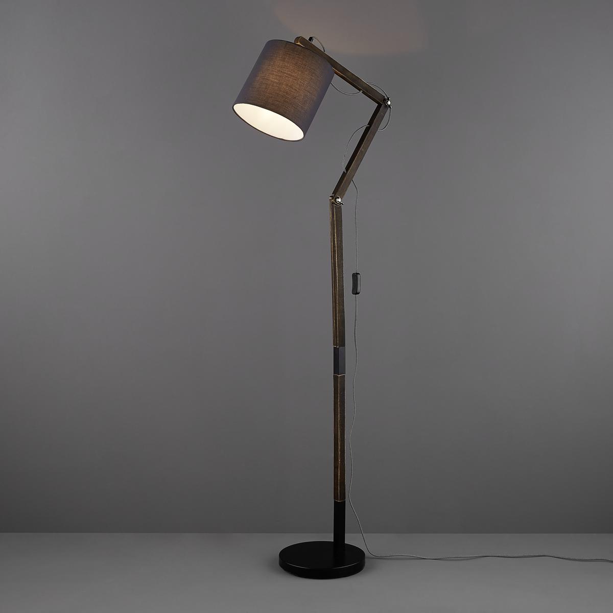 STEHLEUCHTE 21512S - Schwarz/Braun, Design, Holz/Textil (49,5/157cm) - Globo
