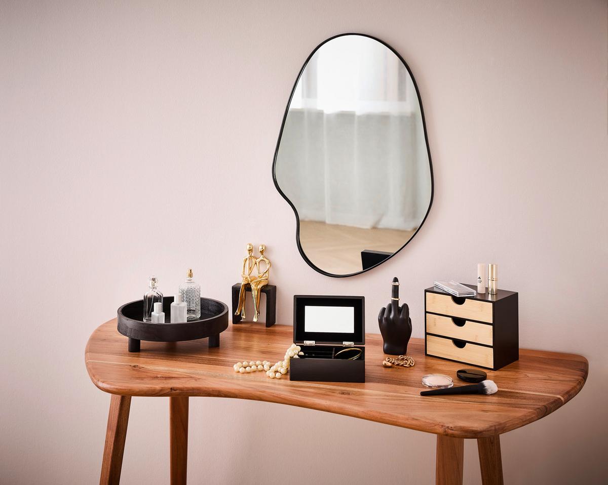 LUSTRO ŚCIENNE ZC0403-5070 - kolor srebrny/czarny, Lifestyle, metal/szkło (50/70/1cm) - Ambia Home