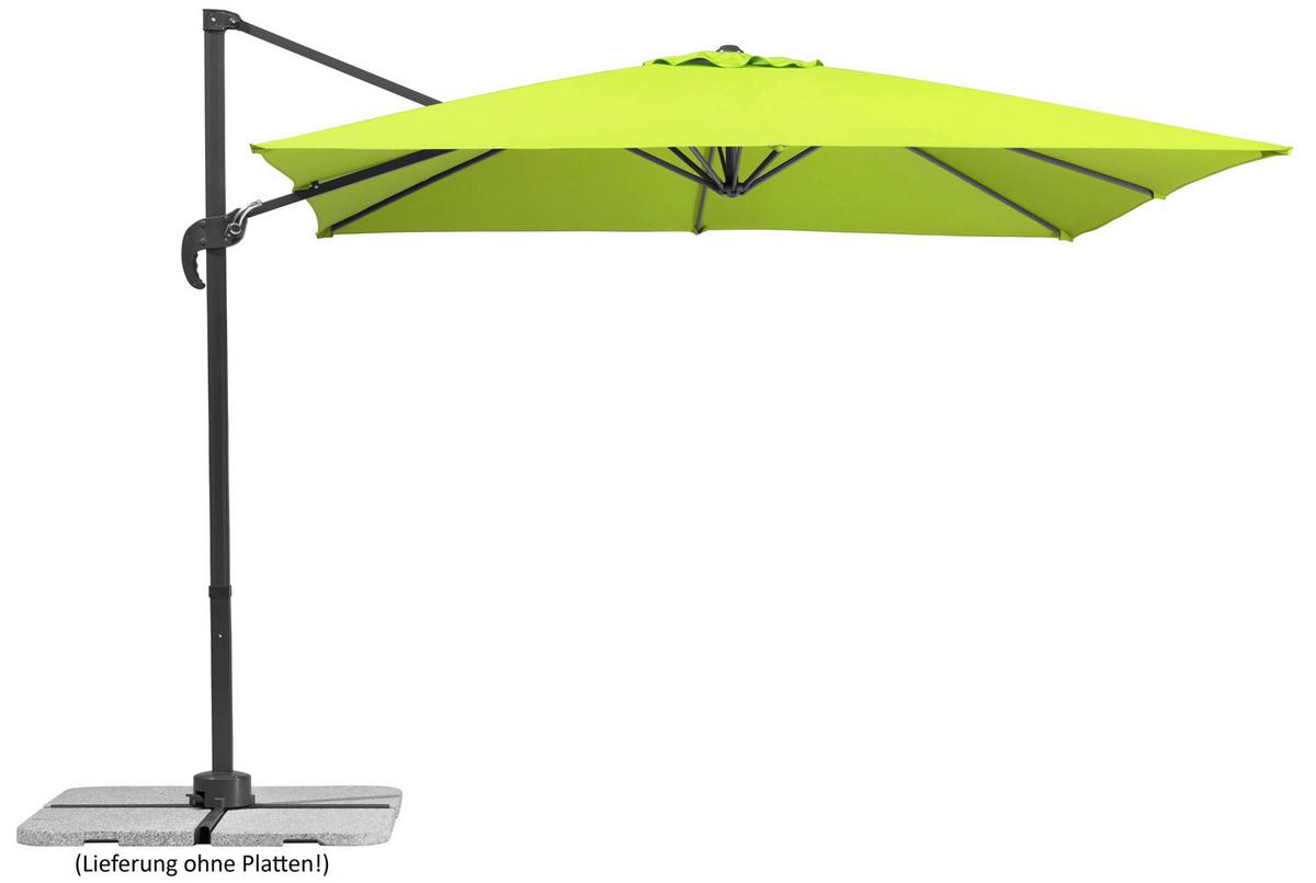 Ampelschirm Rhodos Junior ca.338x239x270cm Grün - Anthrazit/Grün, Basics, Textil/Metall (338/239/270cm) - Schneider