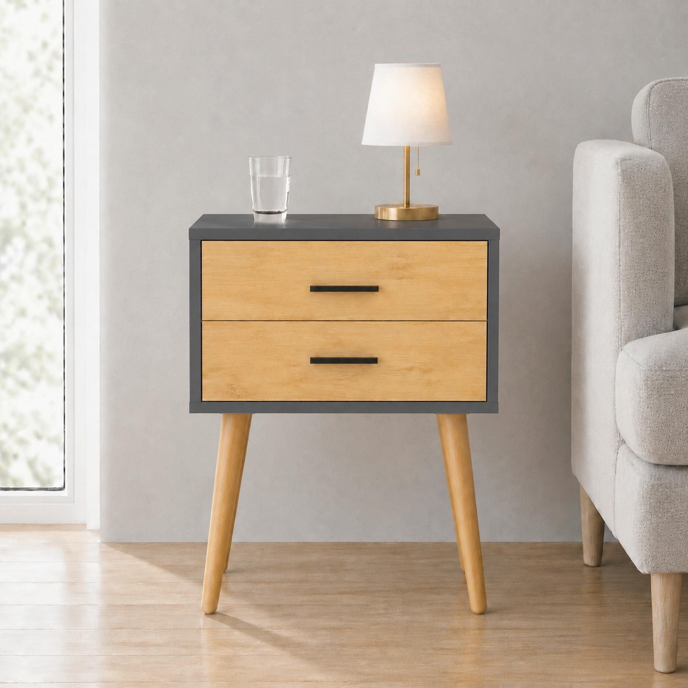Beistelltisch Singol XXL Anthrazit/Honigeiche - Honigeiche/Anthrazit, Design, Holzwerkstoff/Metall (45/30/70cm) - MID.YOU