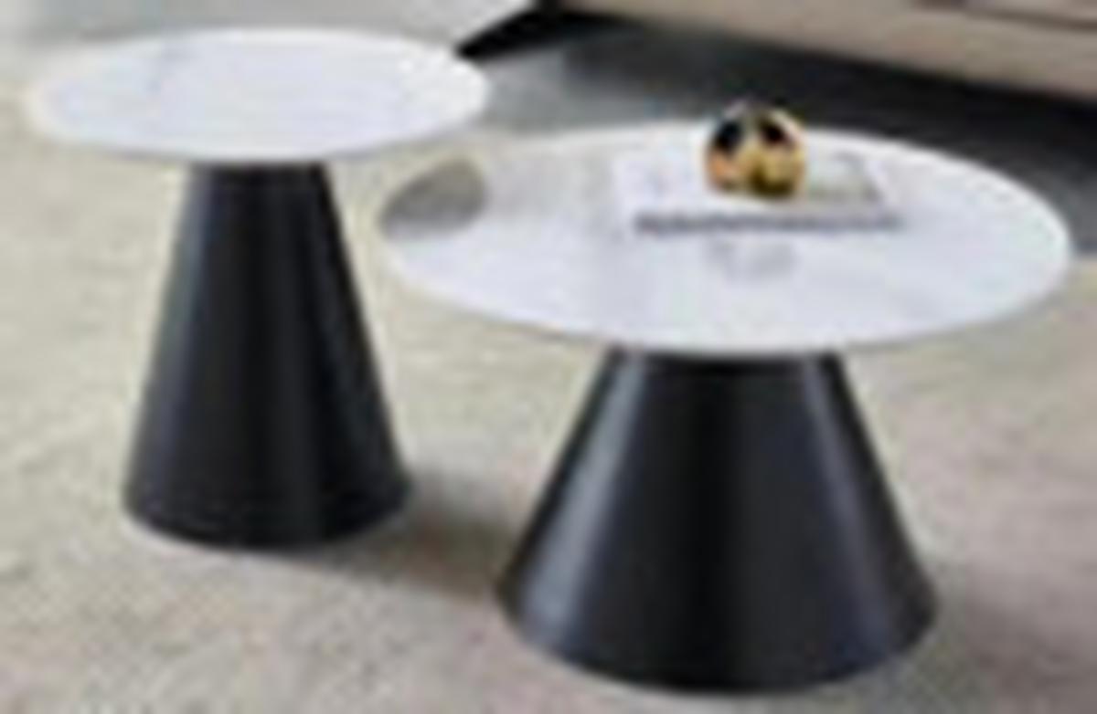 Măsuță de cafea PRESTON - negru/gri, Modern, metal/piatră (70/50/70/50/40/46cm) - Modern Living