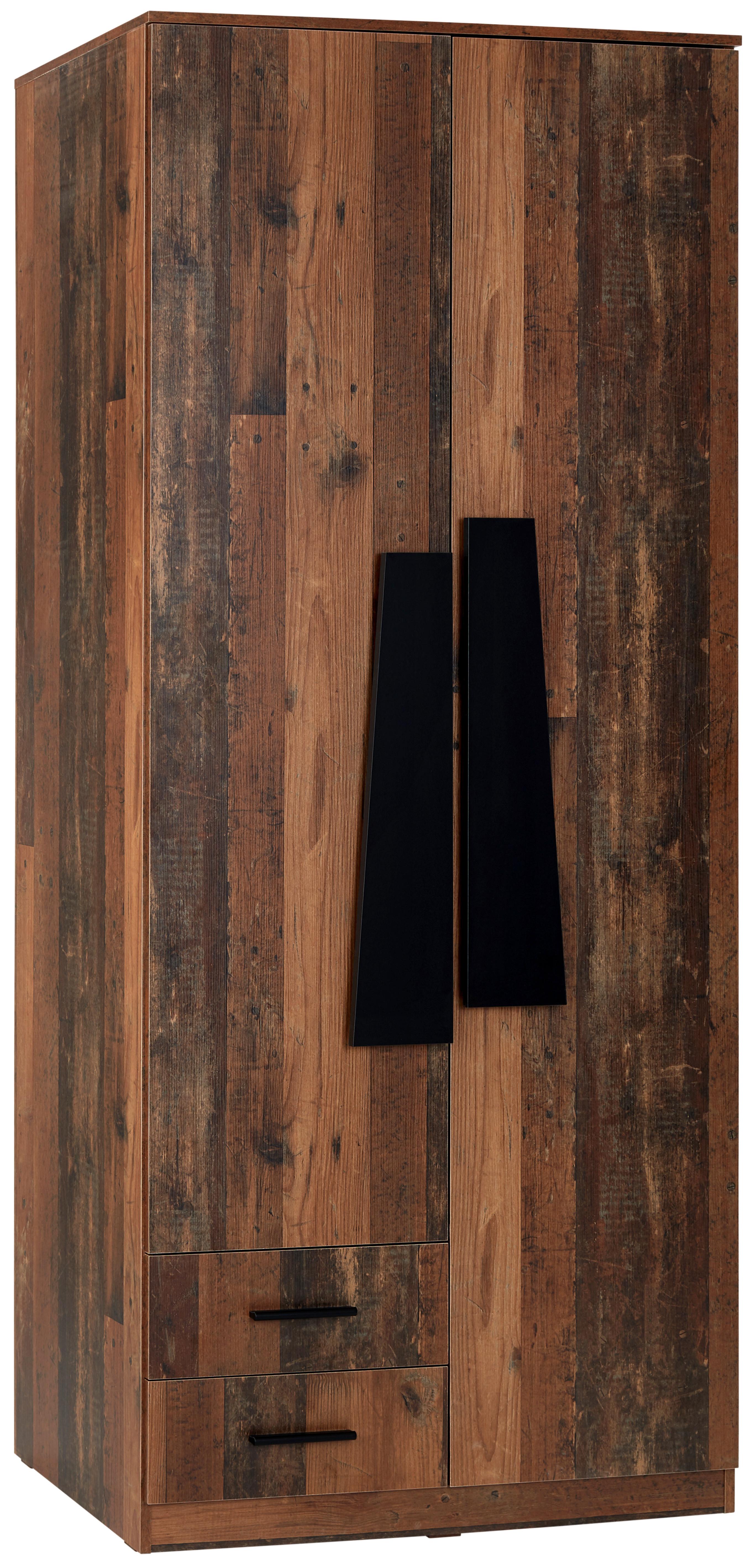 SZAFA NA UBRANIA JOHNNY - czarny, Modern, materiał drewnopochodny/tworzywo sztuczne (90/216/60cm)