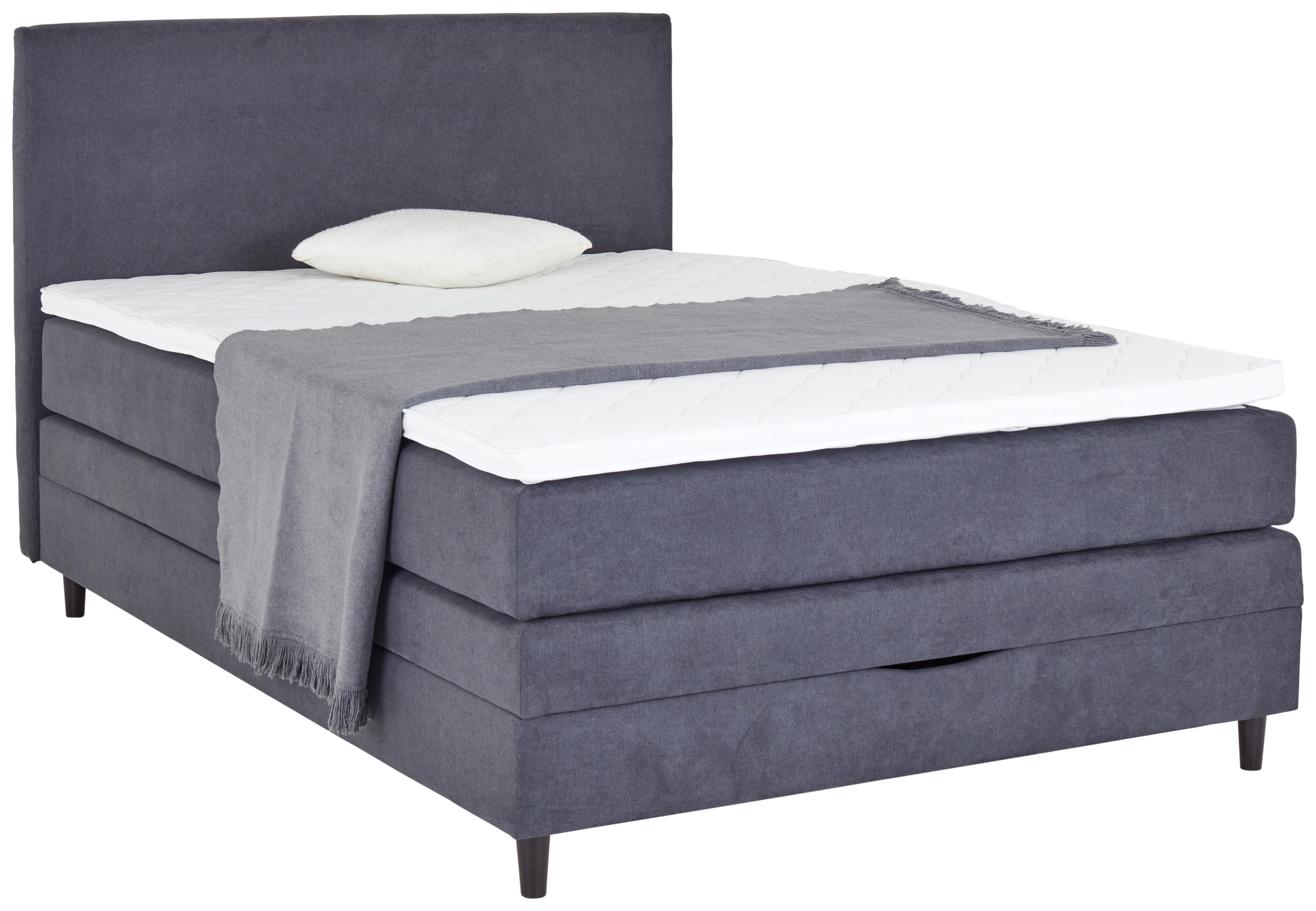 Boxspring Krevet Kleopatra - antracit, Konvencionalno, drvni materijal/tekstil (140/200cm) - Modern Living