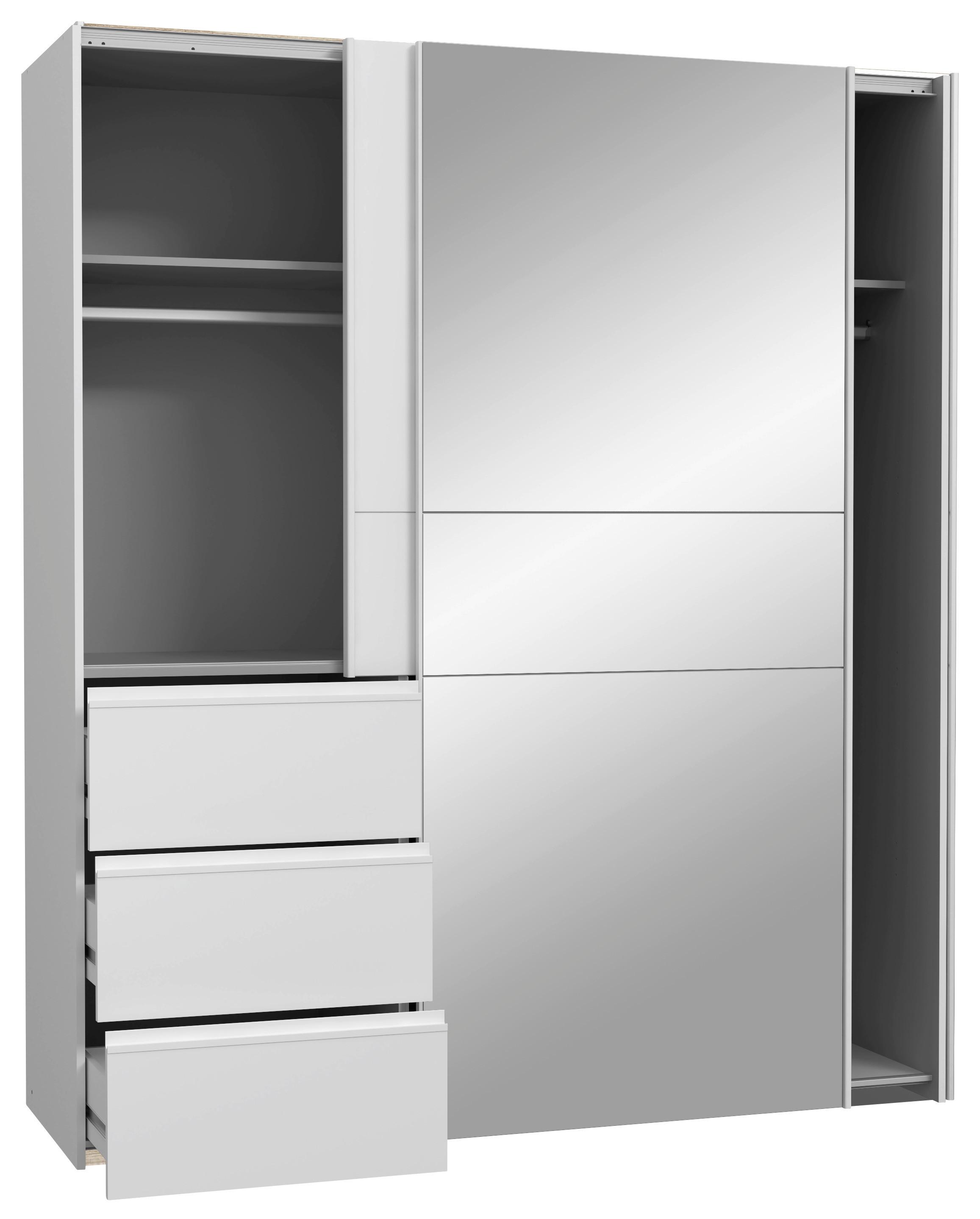 SZAFA PRZESUWNA/PODWIESZ.DRZWI WINN 2 WEIß 170CM - biały/kolor aluminiowy, Basics, materiał drewnopochodny/metal (170/200/61cm) - MID.YOU