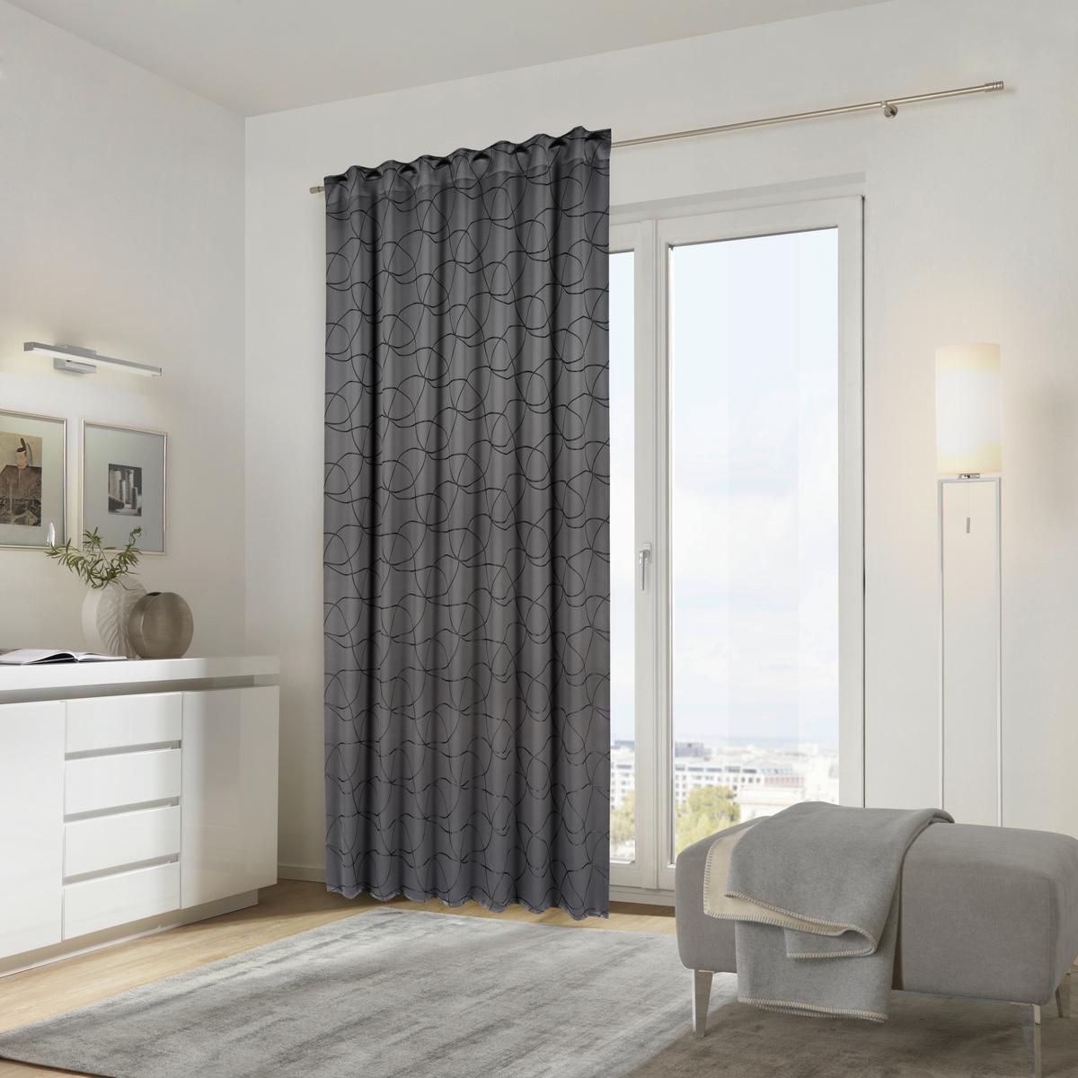 ZASŁONA GOTOWA MICHELE - czarny, Konventionell, tkanina (140/245cm) - Dieter Knoll