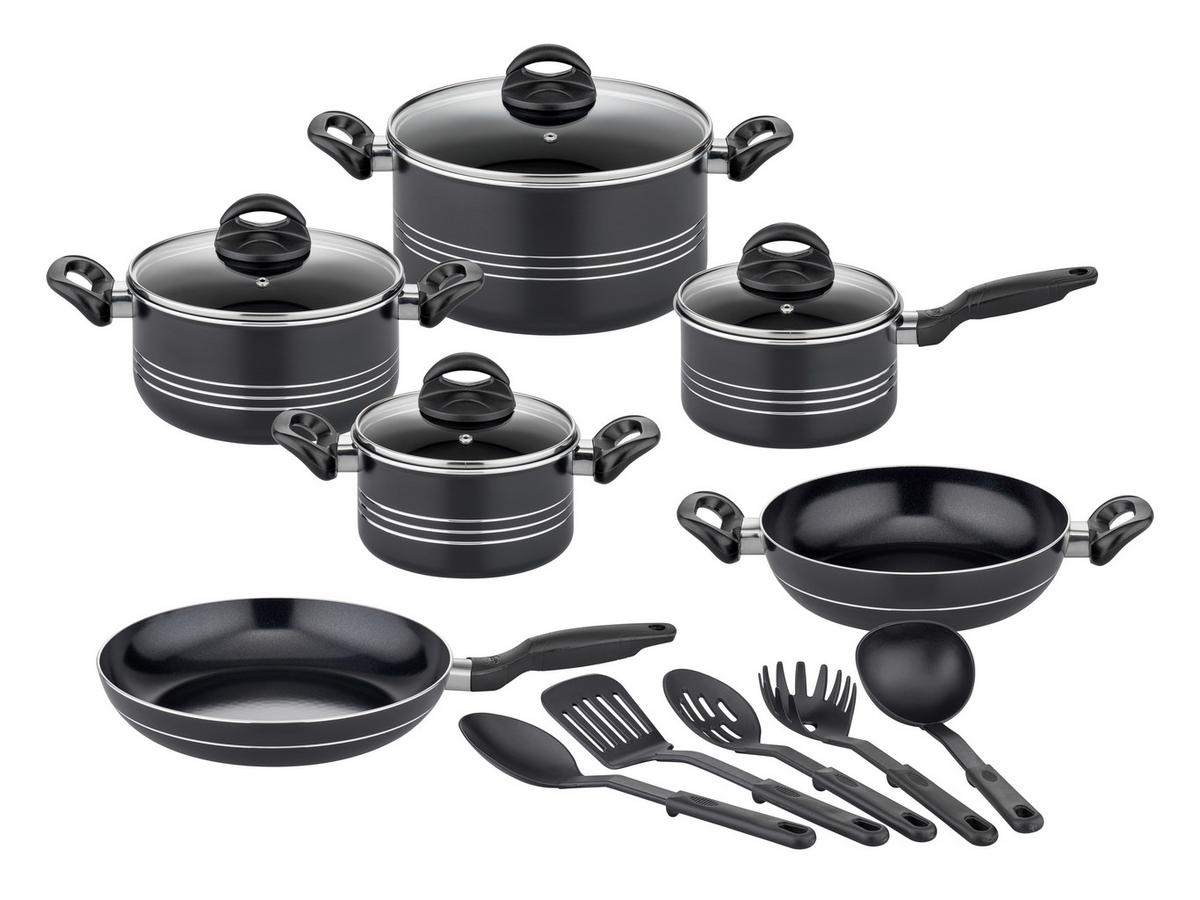 Set Posod S Kuhinjskimi Pripomočki Milano Nero - črna, Basics, kovina - GSW