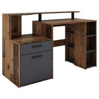 SCHREIBTISCH LOUIS - Alteiche/Anthrazit, MODERN, Holzwerkstoff/Kunststoff (140/55/89cm) - MID.YOU