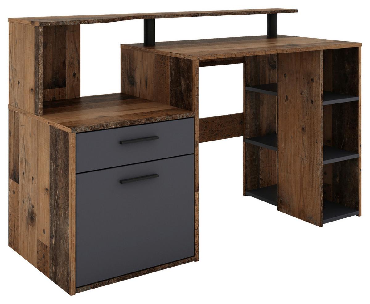 SCHREIBTISCH LOUIS - Alteiche/Anthrazit, MODERN, Holzwerkstoff/Kunststoff (140/55/89cm) - MID.YOU