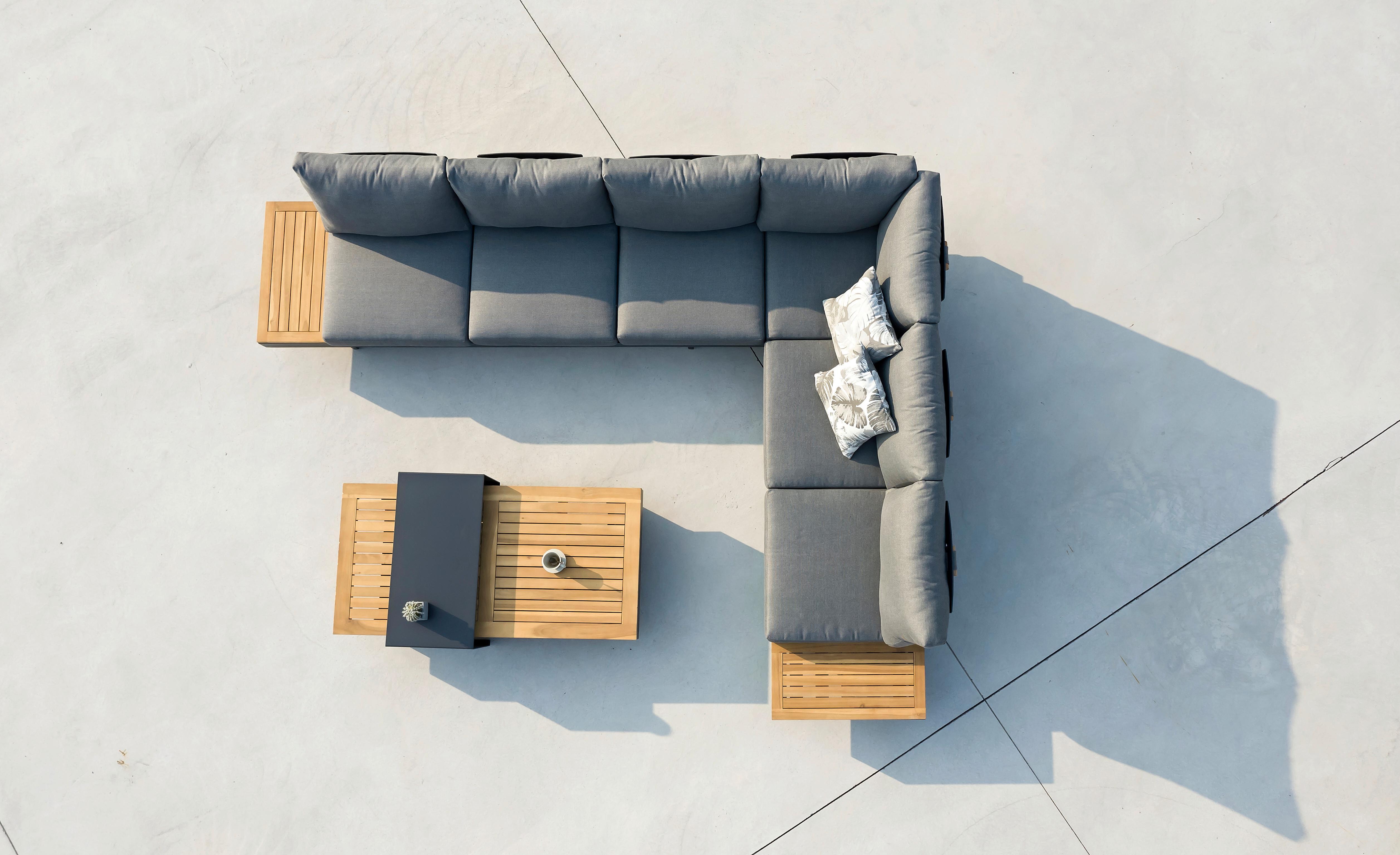 Loungegarnitur Molise Anthrazit 4-tlg. - Anthrazit/Akaziefarben, Basics, Holz/Metall (245/70/78cm) - Gardenson