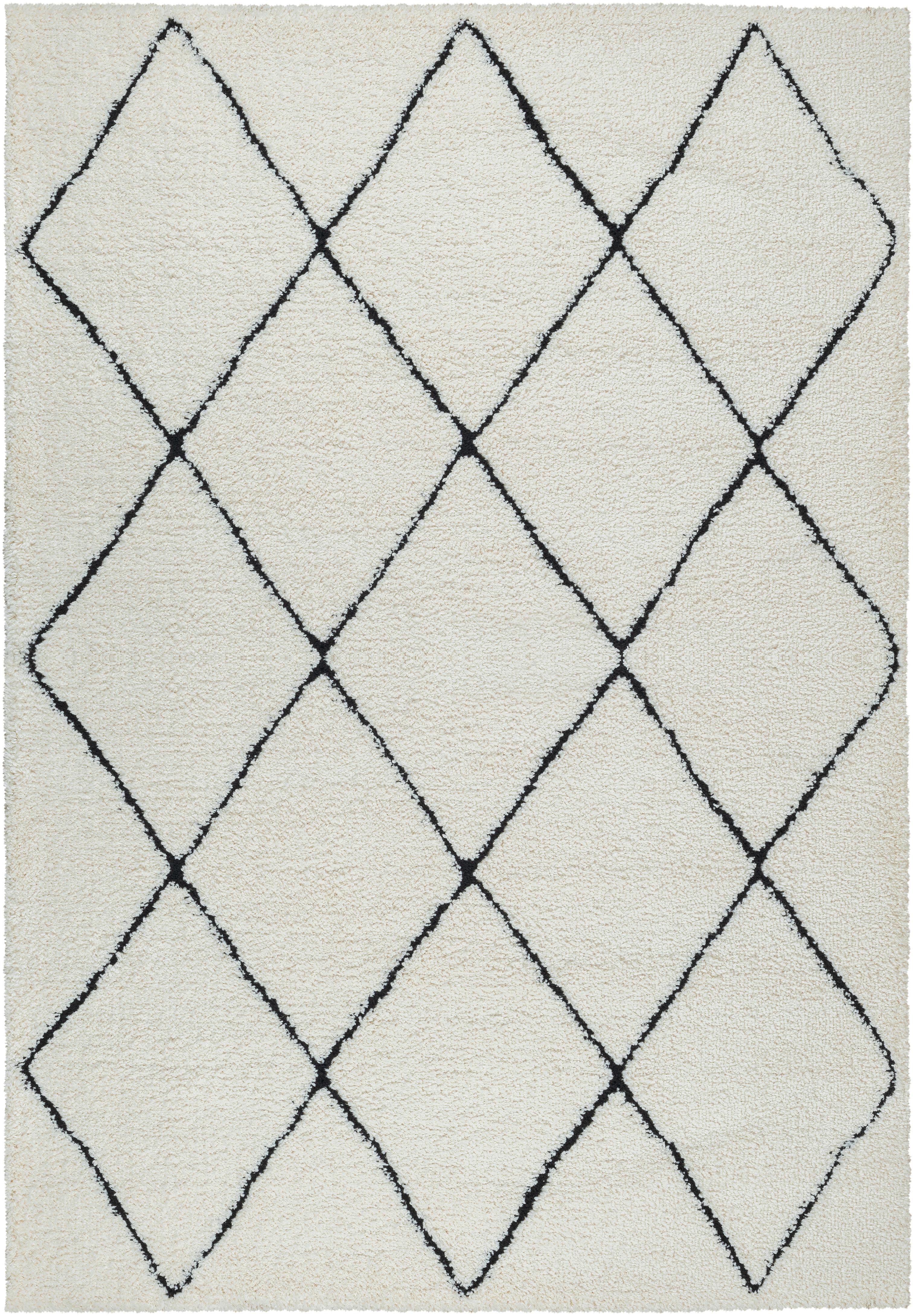 Hochflorteppich Ideal Shaggy Schwarz/Weiß ca. 140x200cm - Schwarz/Weiß, Basics, Textil (140/200cm)