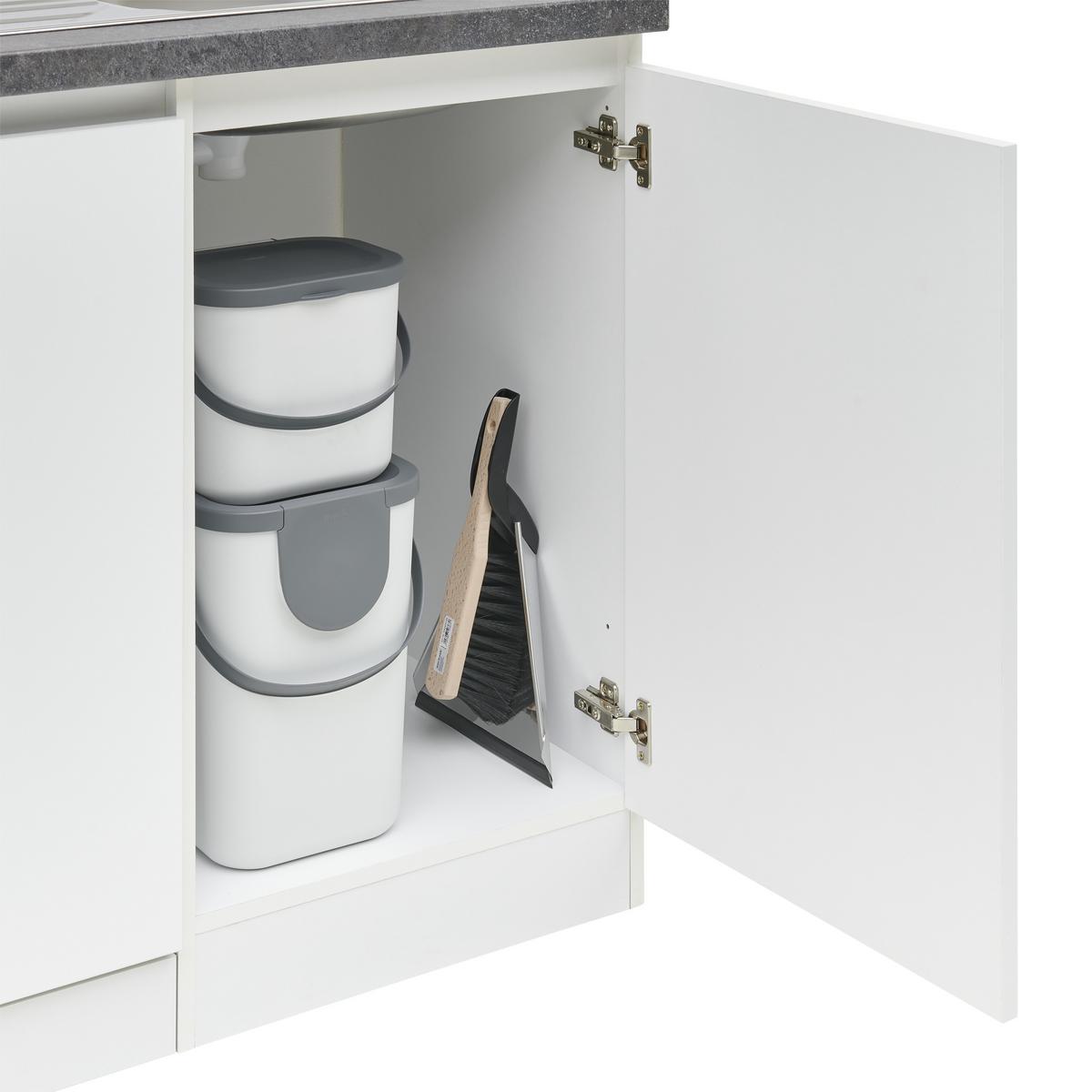 Küchenblock Premium Weiß B: ca. 280 cm - Weiß/Grau, MODERN, Holzwerkstoff (280cm) - Respekta