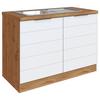 Spülenschrank Florenz ca. 120 cm Weiß/Eiche - Eiche Wotan/Weiß, Design, Holzwerkstoff/Metall (120/86/60cm) - Held