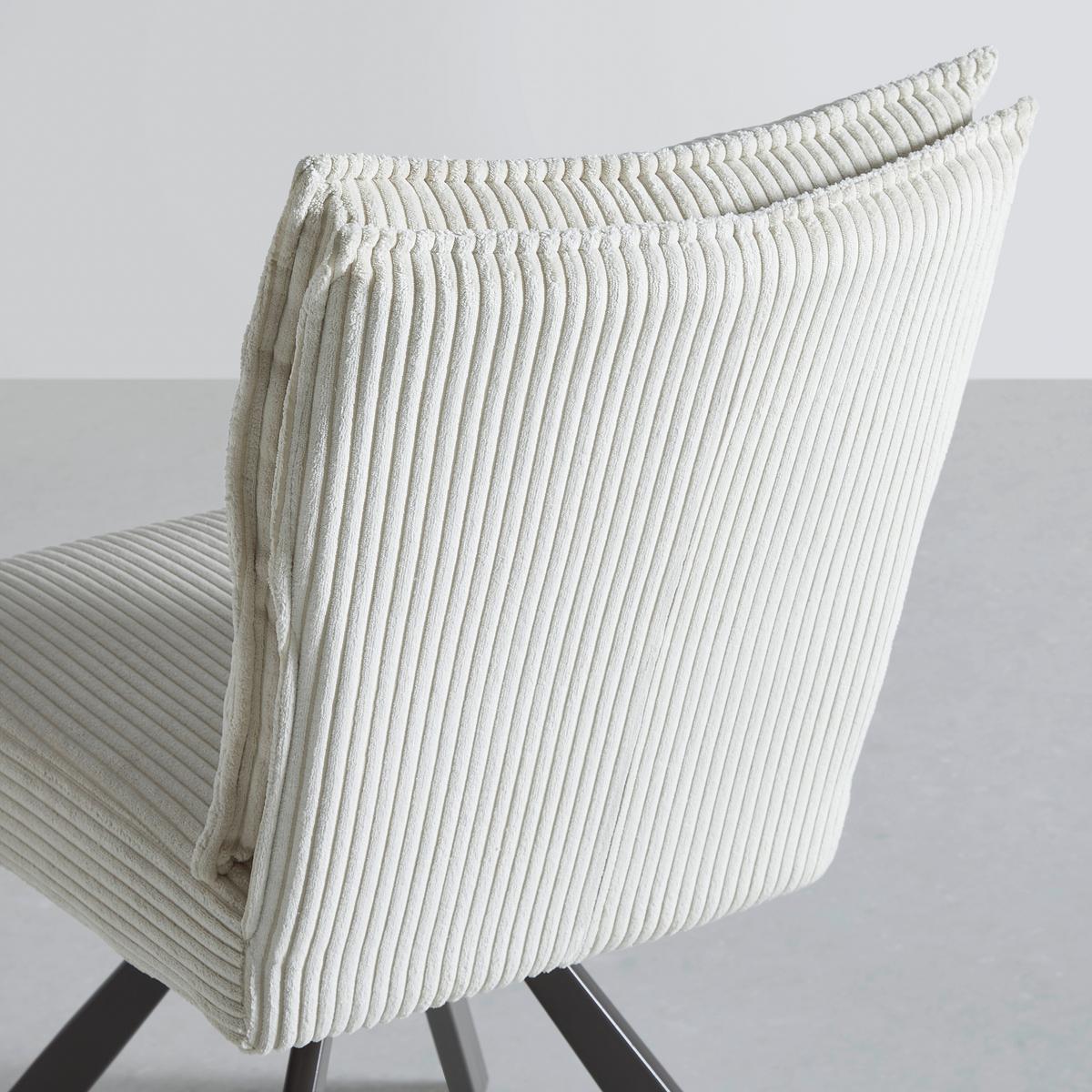 Stol Fina, Bež, Rebrasti Žamet - temno siva/bela, Moderno, kovina/tekstil (49/91/64cm) - Bessagi Home