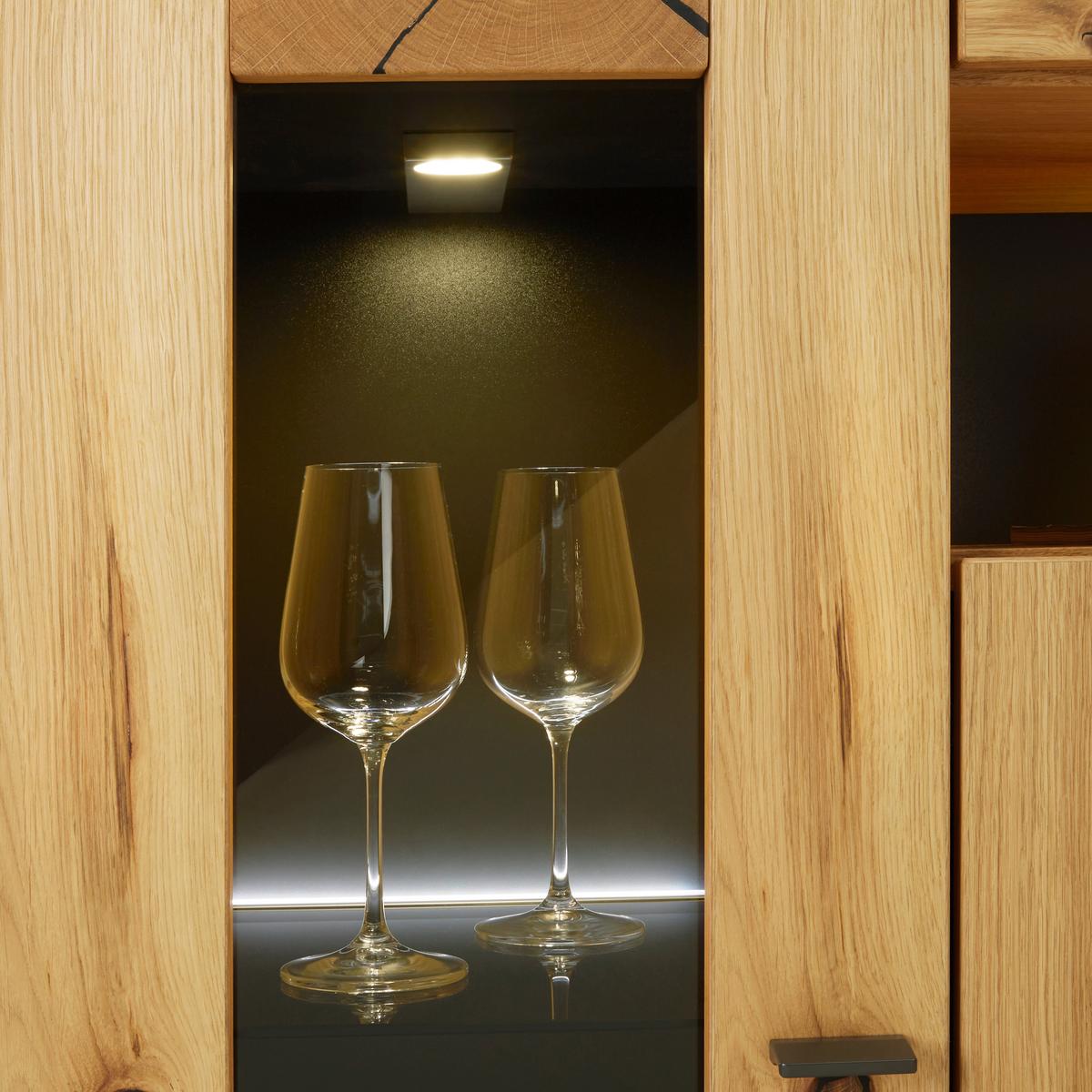 Highboard in Eichefarben - Eichefarben/Schwarz, Modern, Glas/Holzwerkstoff (154/130/41cm) - Premium Living