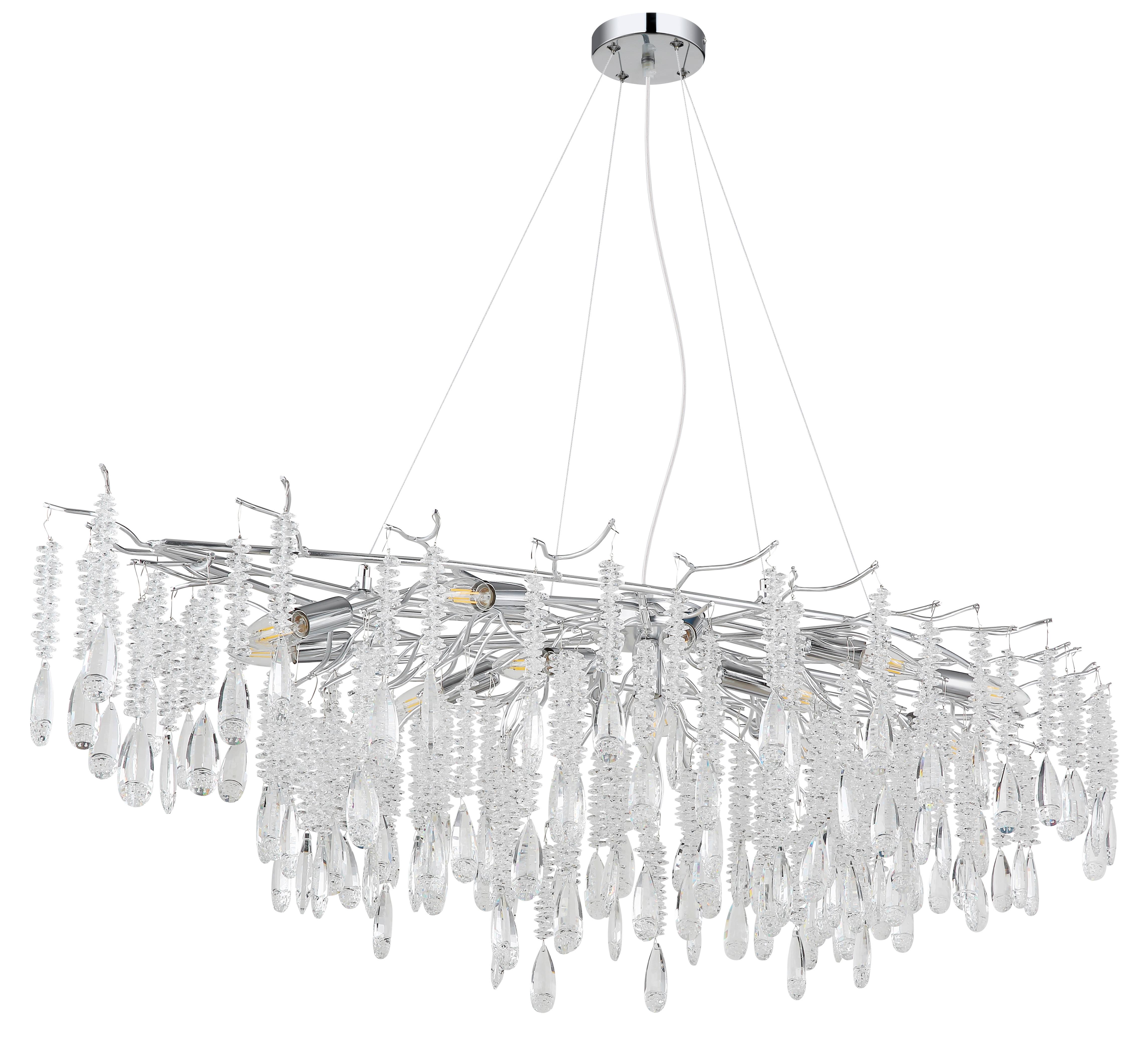 Viseća Svjetiljka Kinga - srebrne boje/prozirno, Konvencionalno, staklo/metal (150/60/120cm) - Globo