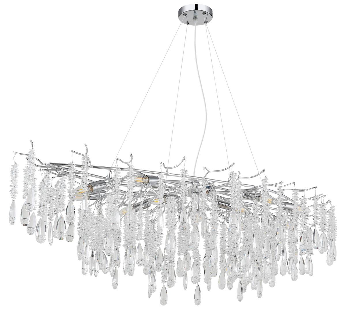 Viseća Svjetiljka Kinga - srebrne boje/prozirno, Konvencionalno, staklo/metal (150/60/120cm) - Globo