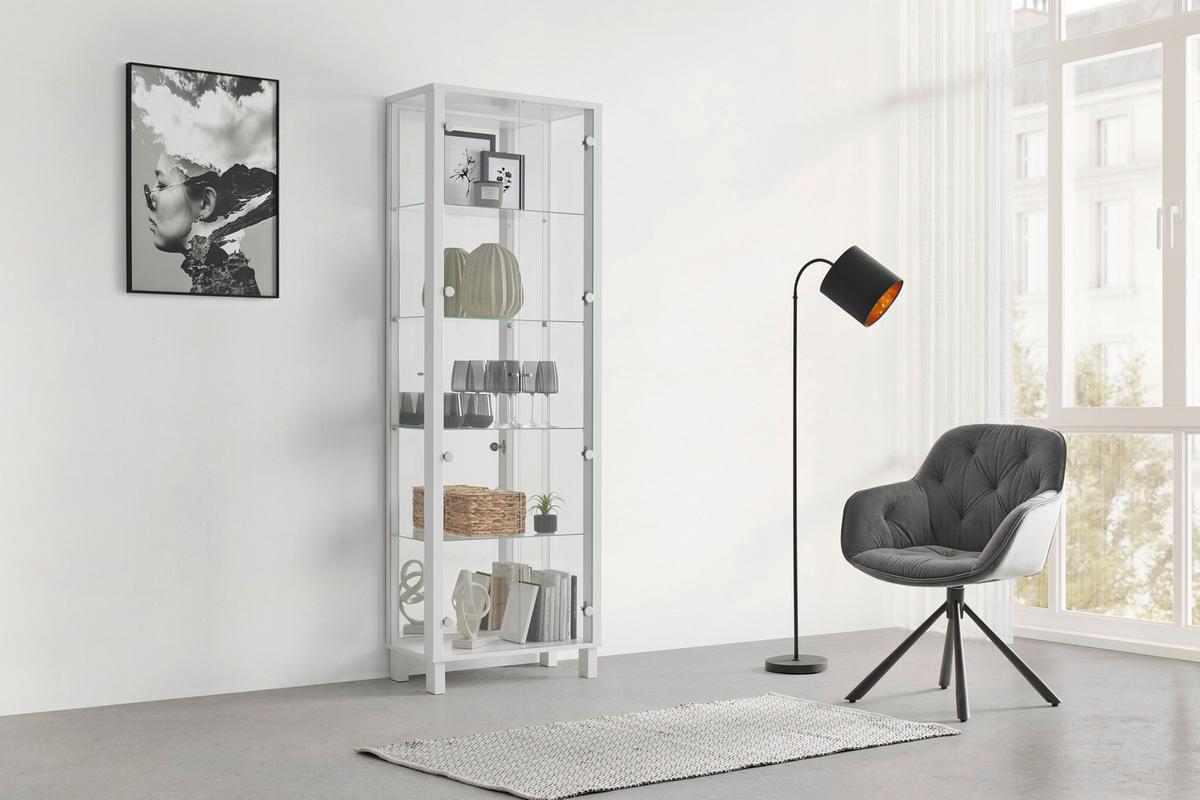 Vitrina Albi -Exklusiv- - bela, Moderno, kovina/steklo (62/189/33cm) - Mömax