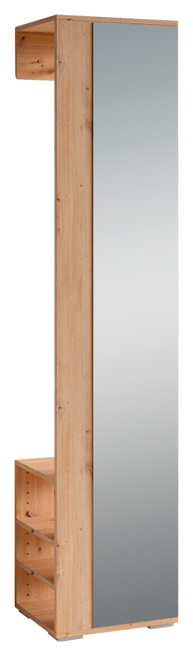 Garderobenschrank Ben Eiche Artisan - Silberfarben/Eiche Artisan, MODERN, Glas/Holzwerkstoff (40/184/35cm) - MID.YOU