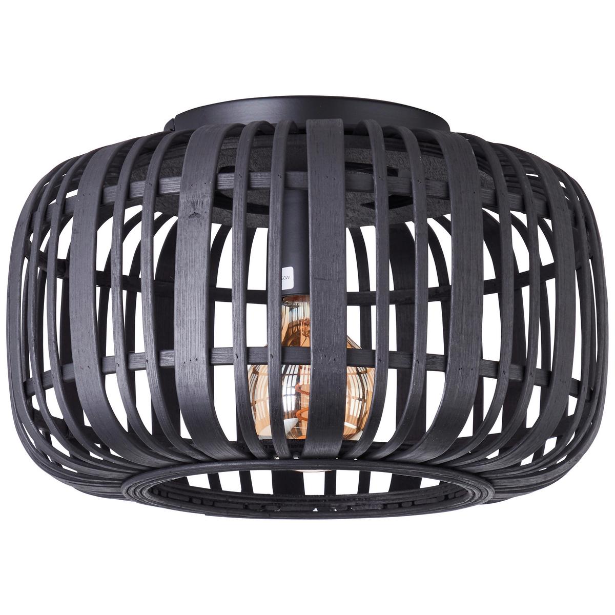 Deckenleuchte Woodrow Schwarz max. 60 Watt - Schwarz, Natur, Holz/Metall (32/22cm) - Brilliant