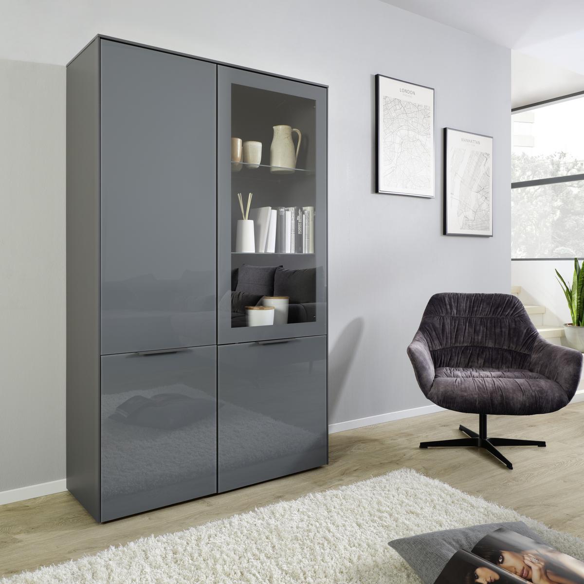Vitrin Max Box - antracit, Modern, faalapú anyag/Üveg (109/179/42cm) - Premium Living