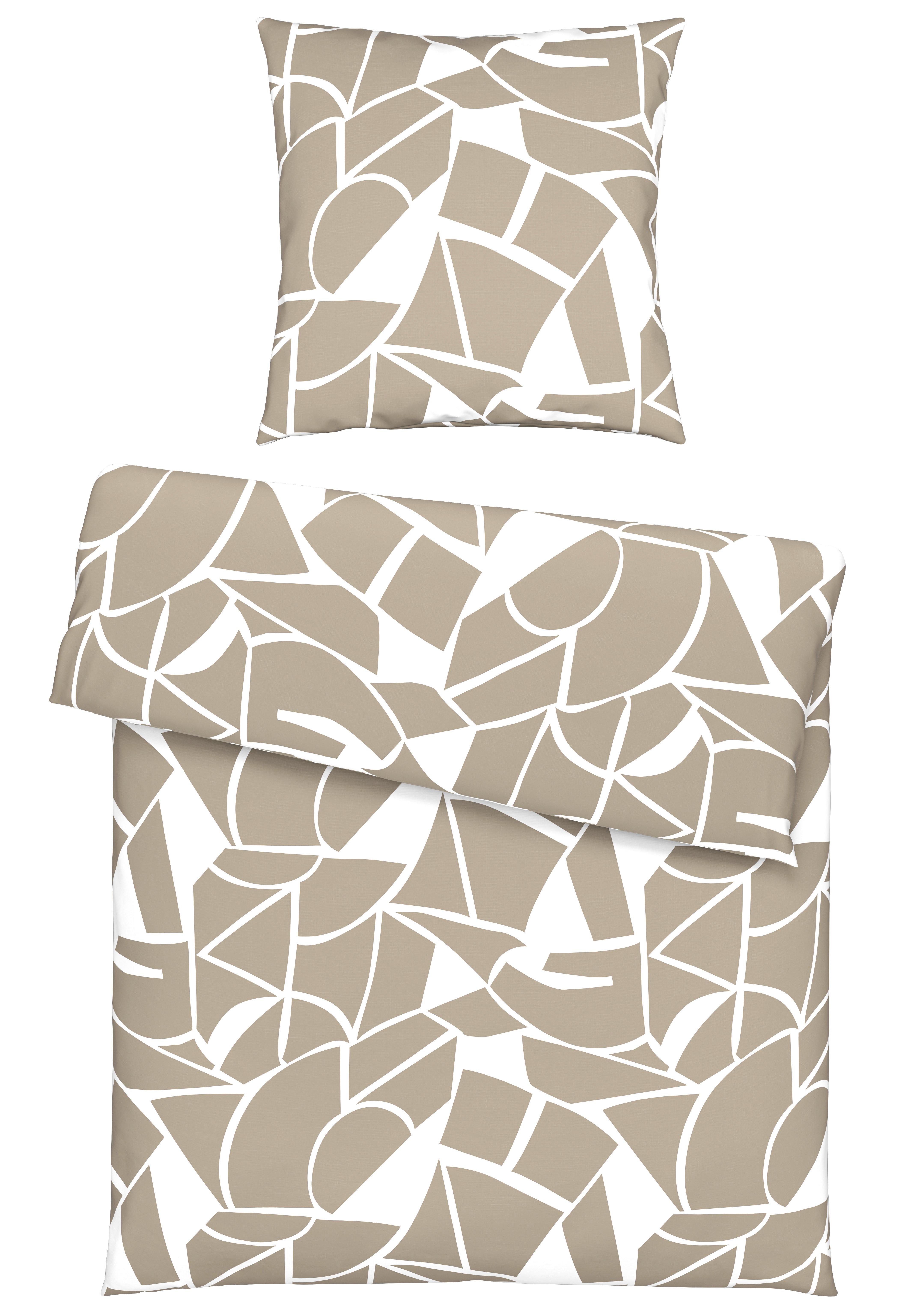 Bettwäsche Axel Weiss/Beige ca. 135x200cm - Beige/Weiß, MODERN, Textil (135/200cm) - Mömax