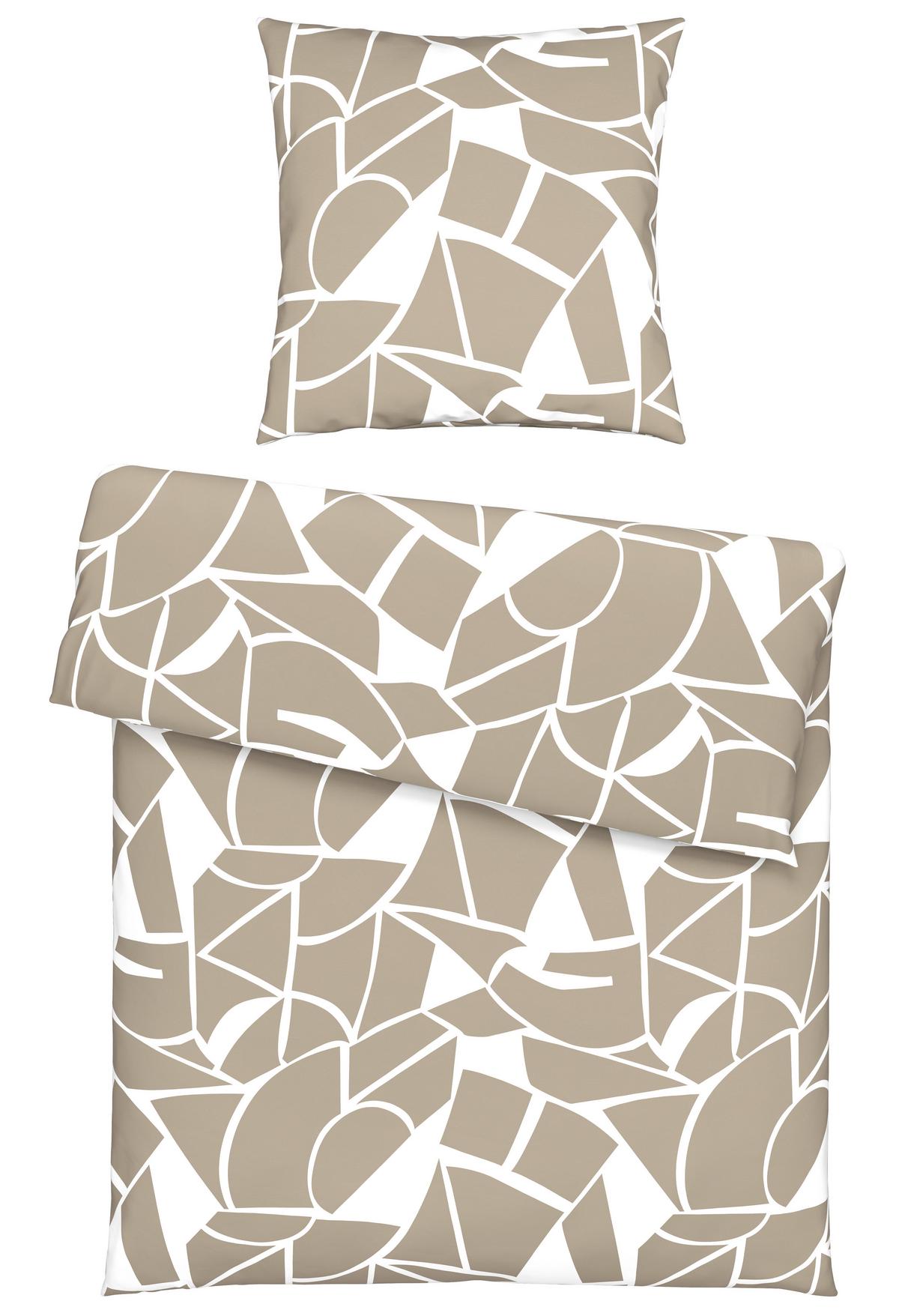 Bettwäsche Axel Weiss/Beige ca. 135x200cm - Beige/Weiß, MODERN, Textil (135/200cm) - Mömax