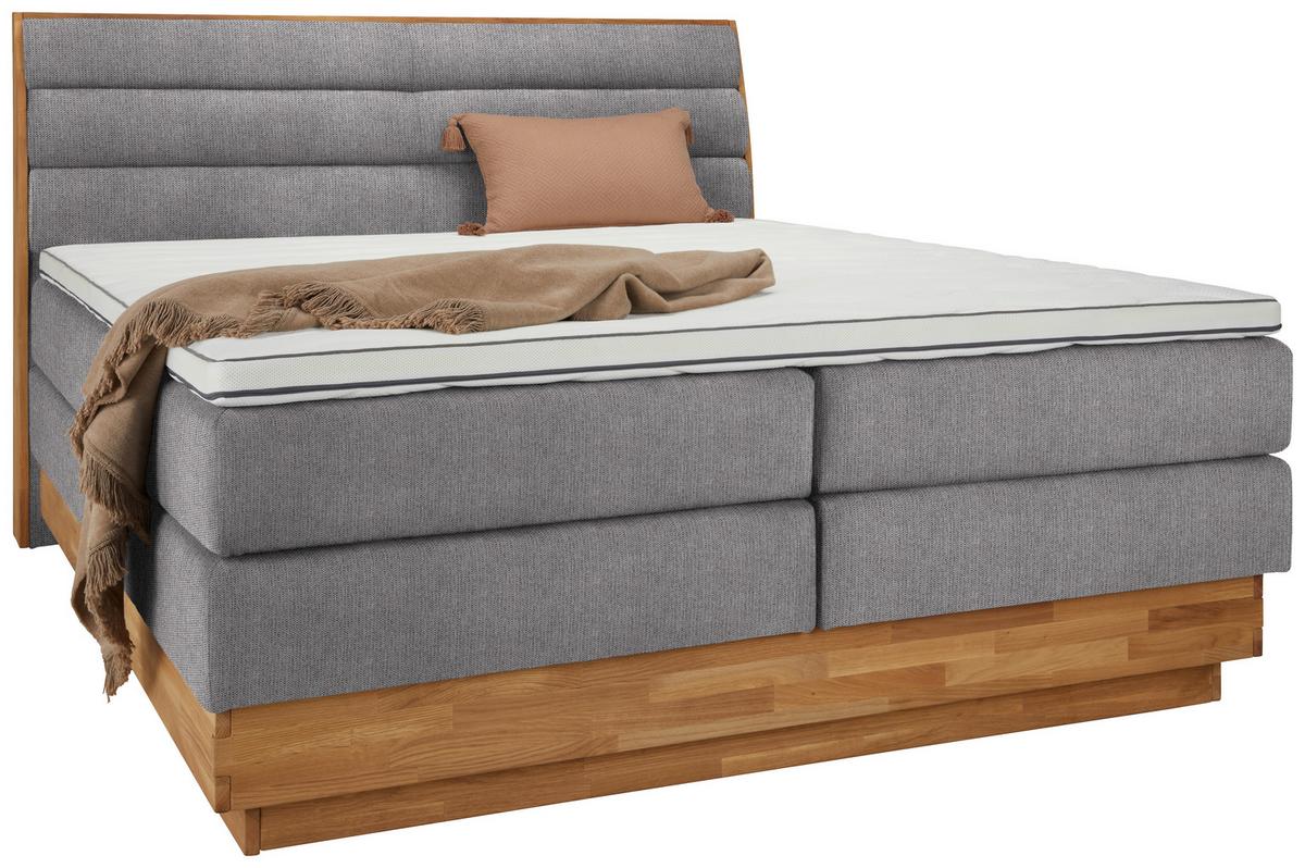 Boxspringbett Marissa in Hellgrau ca. 180x200cm - Hellgrau, KONVENTIONELL, Holz/Kunststoff (180/200cm) - Premium Living
