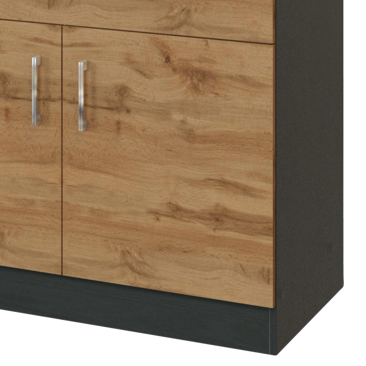 Küchenleerrblock 'Sorrento' , Eichefarben - Chromfarben/Schieferfarben, MODERN, Holzwerkstoff/Metall (210cm) - Held