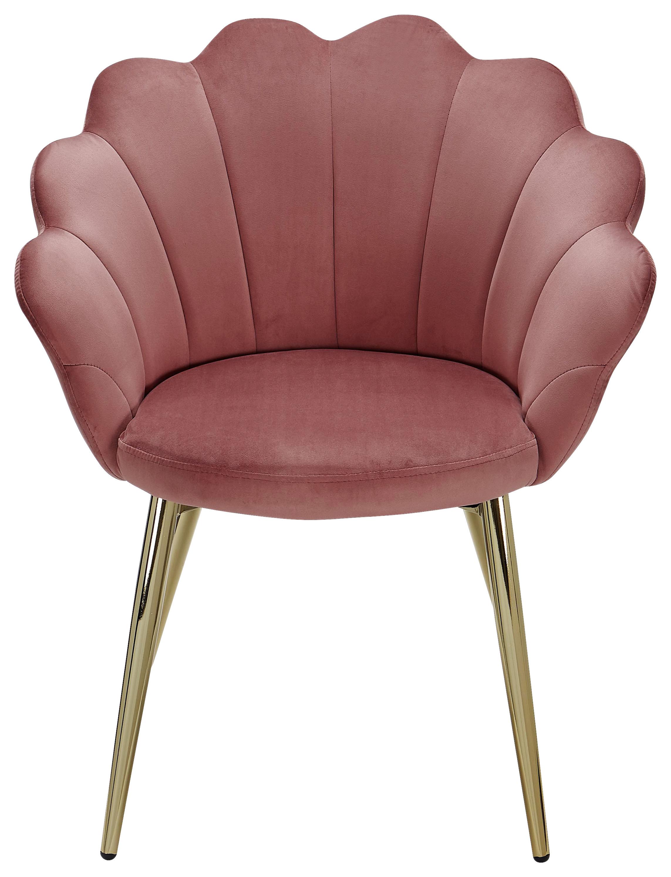 Naslanjač Wl6.284 - zlate barve/roza, Konvencionalno, kovina/tekstil (47,5/80/53cm) - MID.YOU
