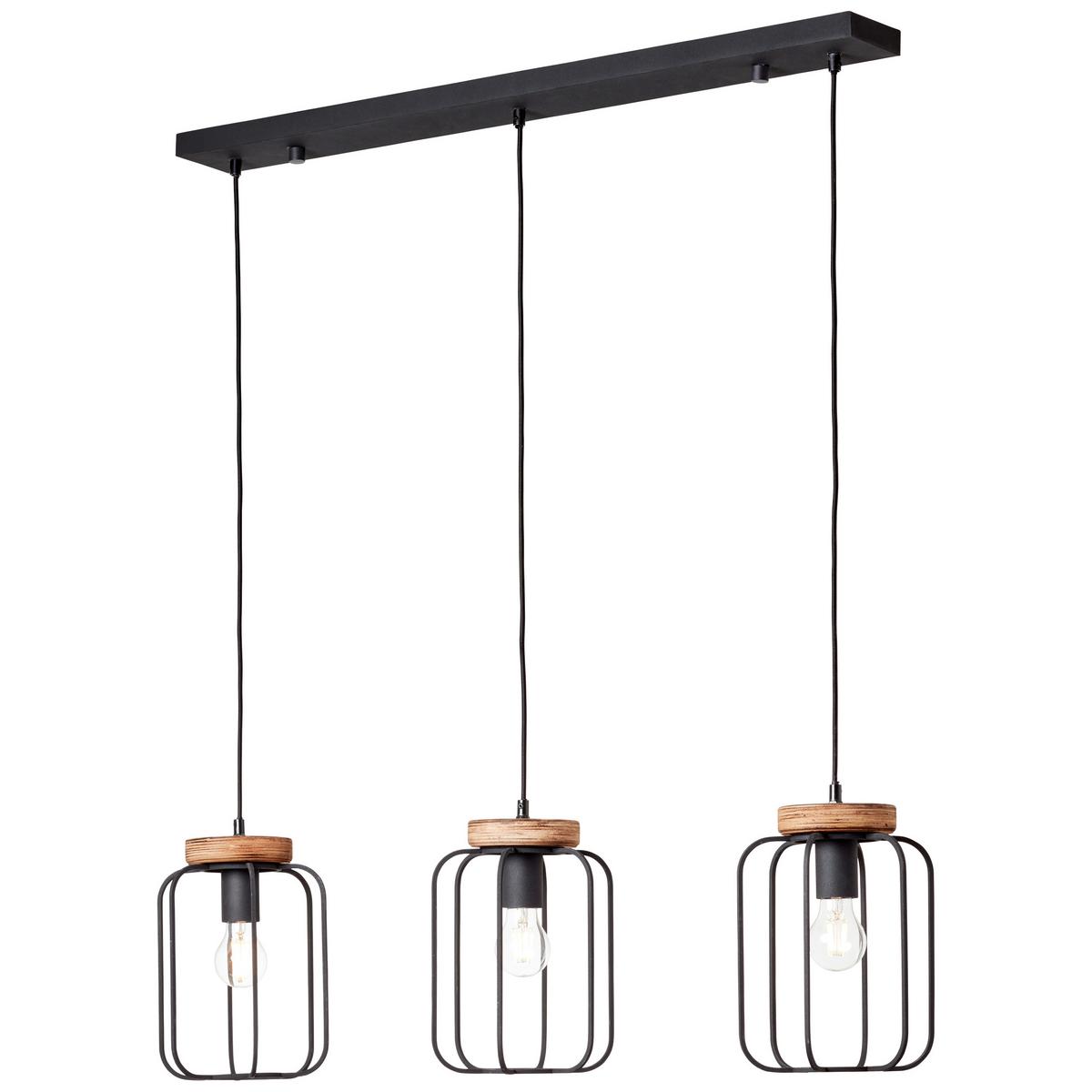 Hängeleuchte Tosh Braun/Schwarz max. 40 Watt - Schwarz/Braun, LIFESTYLE, Holz/Metall (100/20/130cm) - Brilliant