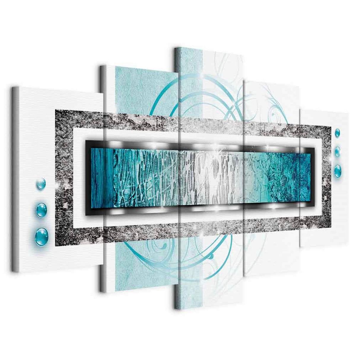 Slika Na Platnu Turquoise Blizzard - turkizna/siva, Basics, tekstil/leseni material (100/50/1.2cm) - artgeist