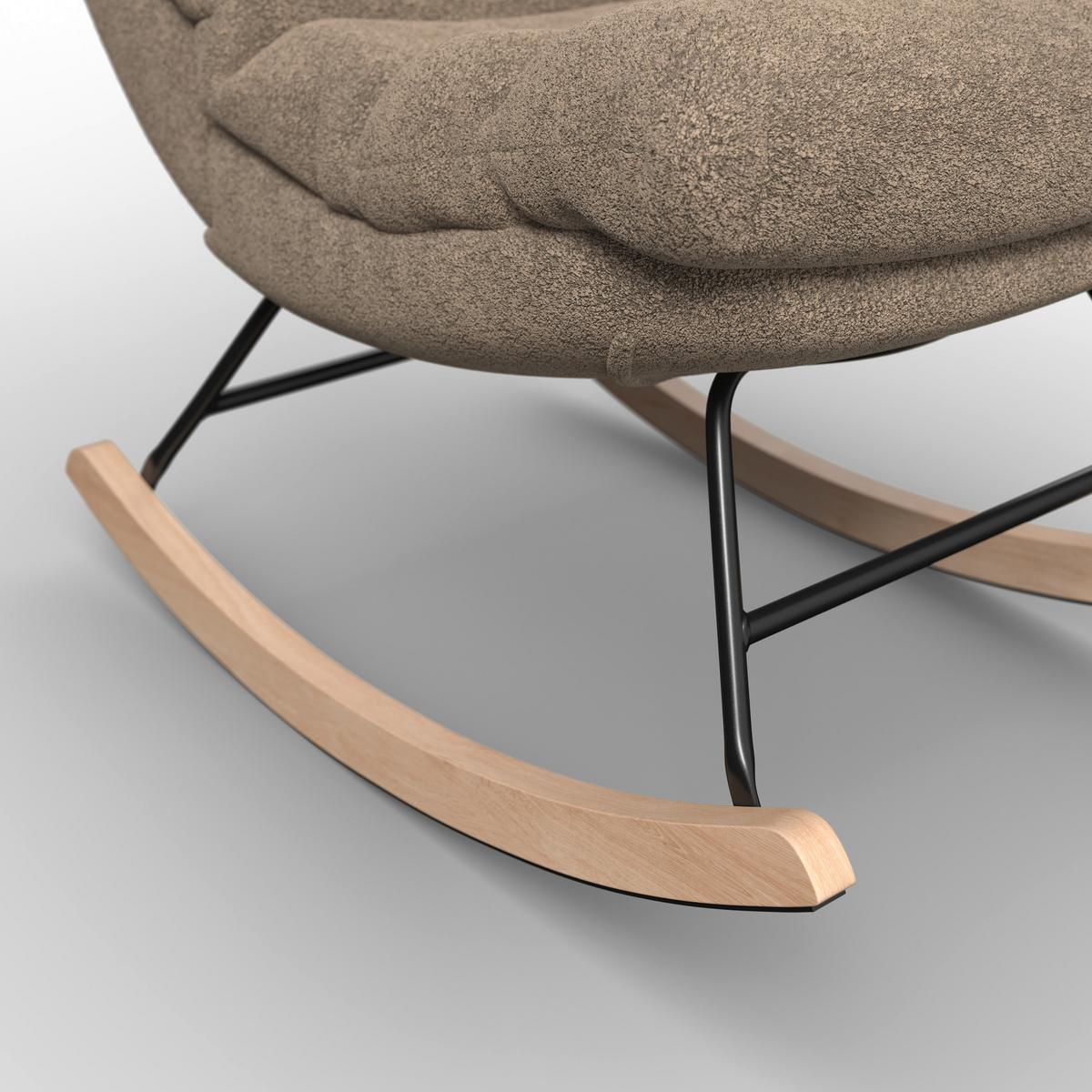 Schaukelsessel Devin Braun Webstoff - Hellbraun/Naturfarben, MODERN, Holz/Textil (70/100/106cm)