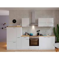 Küchenzeile Economy o. Geräte Weiß/Nussbaum B: ca. 300 cm - Edelstahlfarben/Nussbaumfarben, Basics, Holzwerkstoff/Metall (300cm) - Respekta