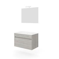 Mobilier de baie Bogota - alb/stejar gri, Basics, ceramică/material pe bază de lemn (81/113/46,5cm)