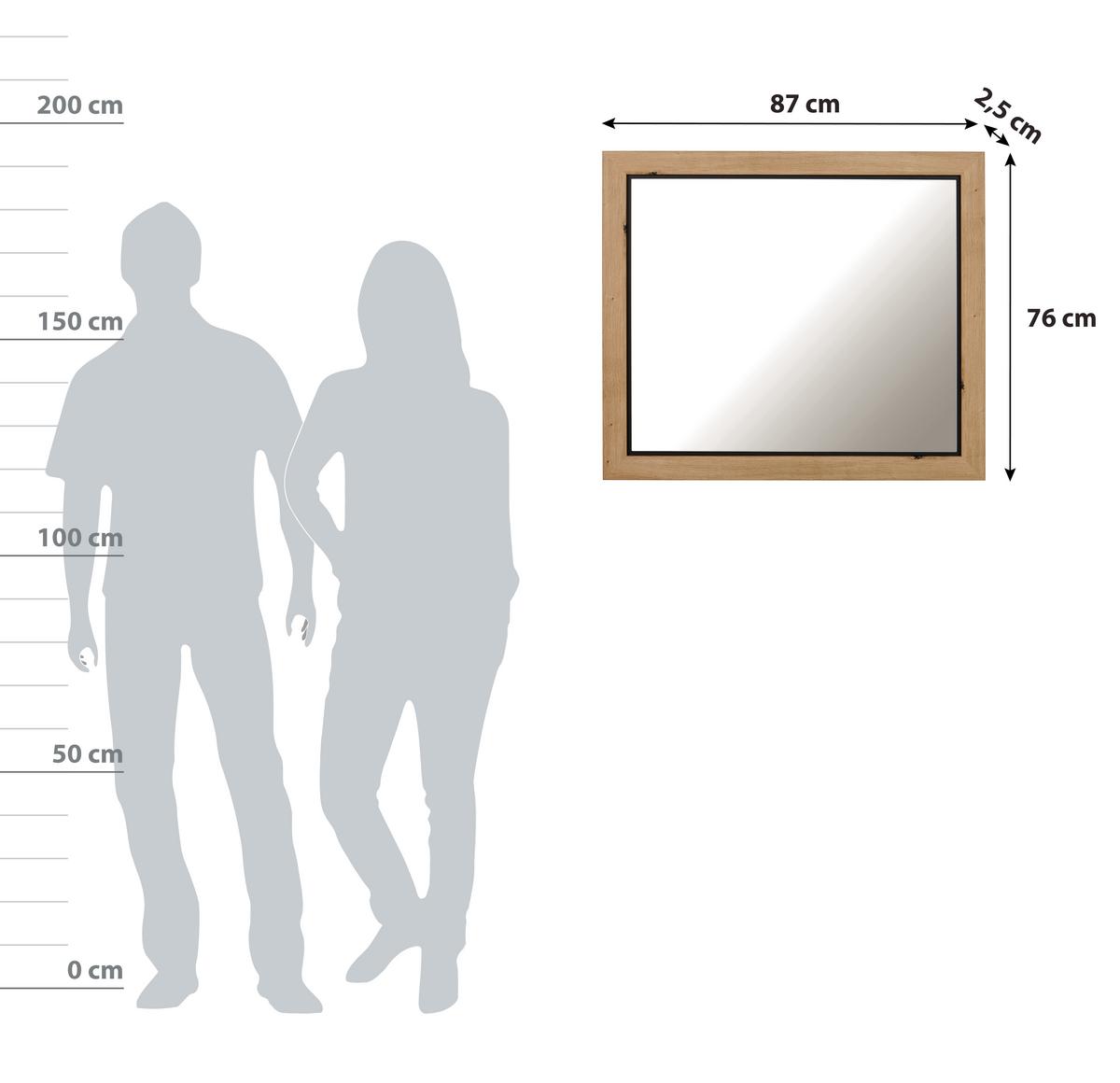 Ogledalo Harvey, 87 X 76 Cm - barve hrasta/antracit, Trendi, leseni material (87/76/2,5cm) - Mömax