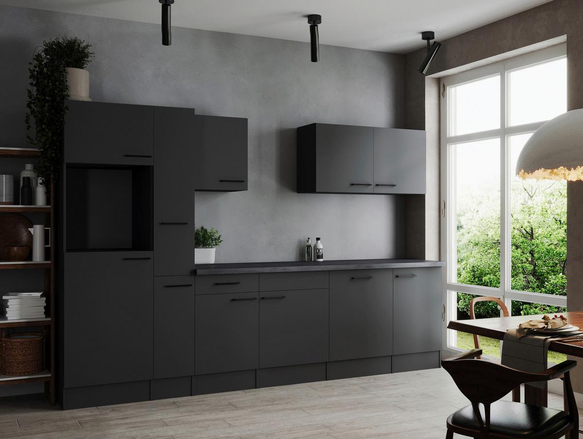 Kuhinjski Blok Brez Aparatov Oliver, 310cm - temno siva/črna, Design, kovina/leseni material (310cm) - Respekta