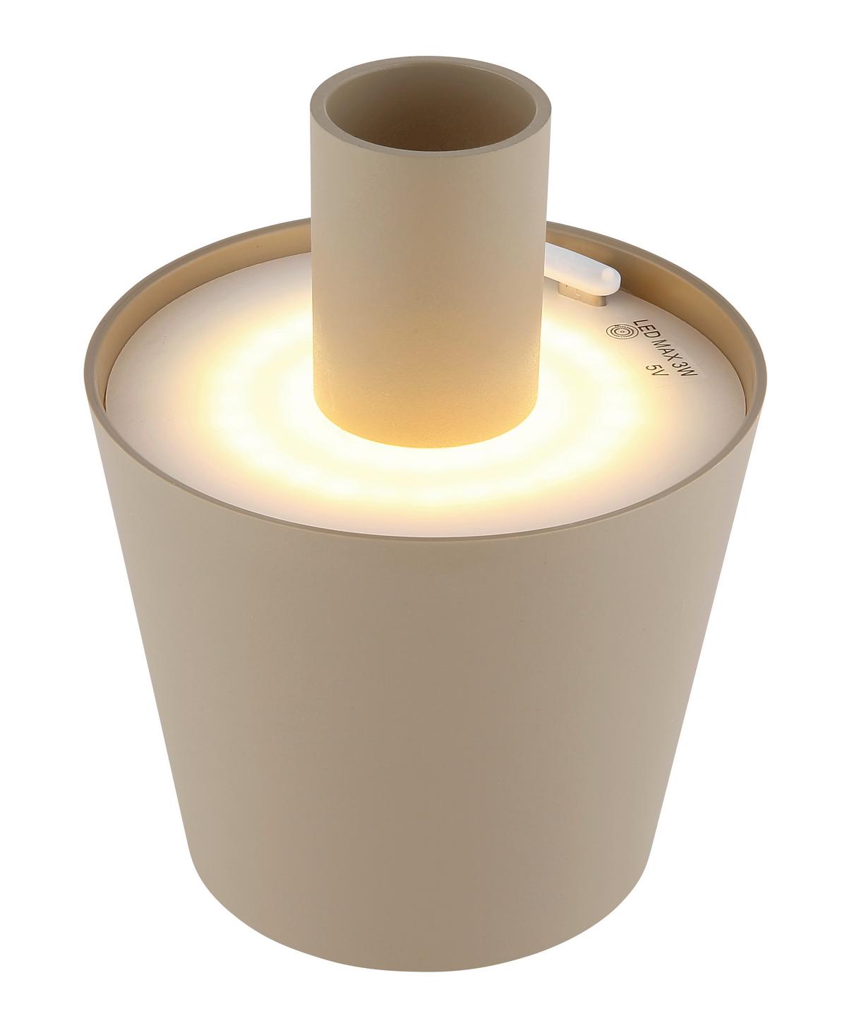 LED-Tischleuchte Vannie Opal/Sand max. 3 Watt - Sandfarben, Trend, Kunststoff/Metall (10,6/13cm) - Globo