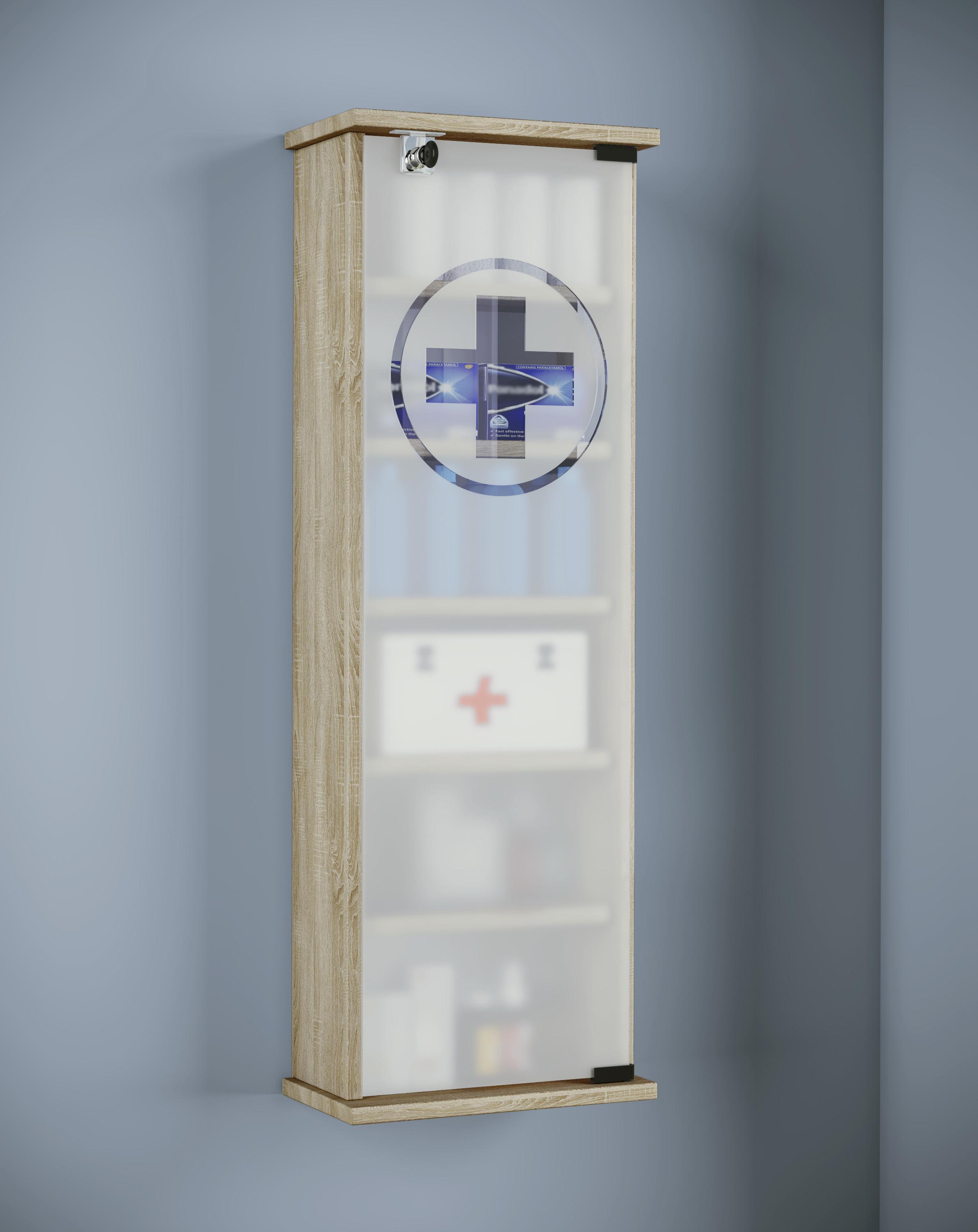 Medizinschrank Omal XXL Eiche zum Hängen B/H ca. 31x92 cm - Sonoma Eiche, Basics, Glas/Holzwerkstoff (31/92/18cm) - MID.YOU