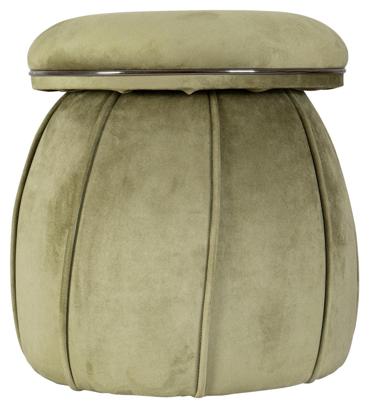 HOCKER CORIN 125 - Graphitfarben/Grün, Design, Textil (51,5/55cm) - Kayoom