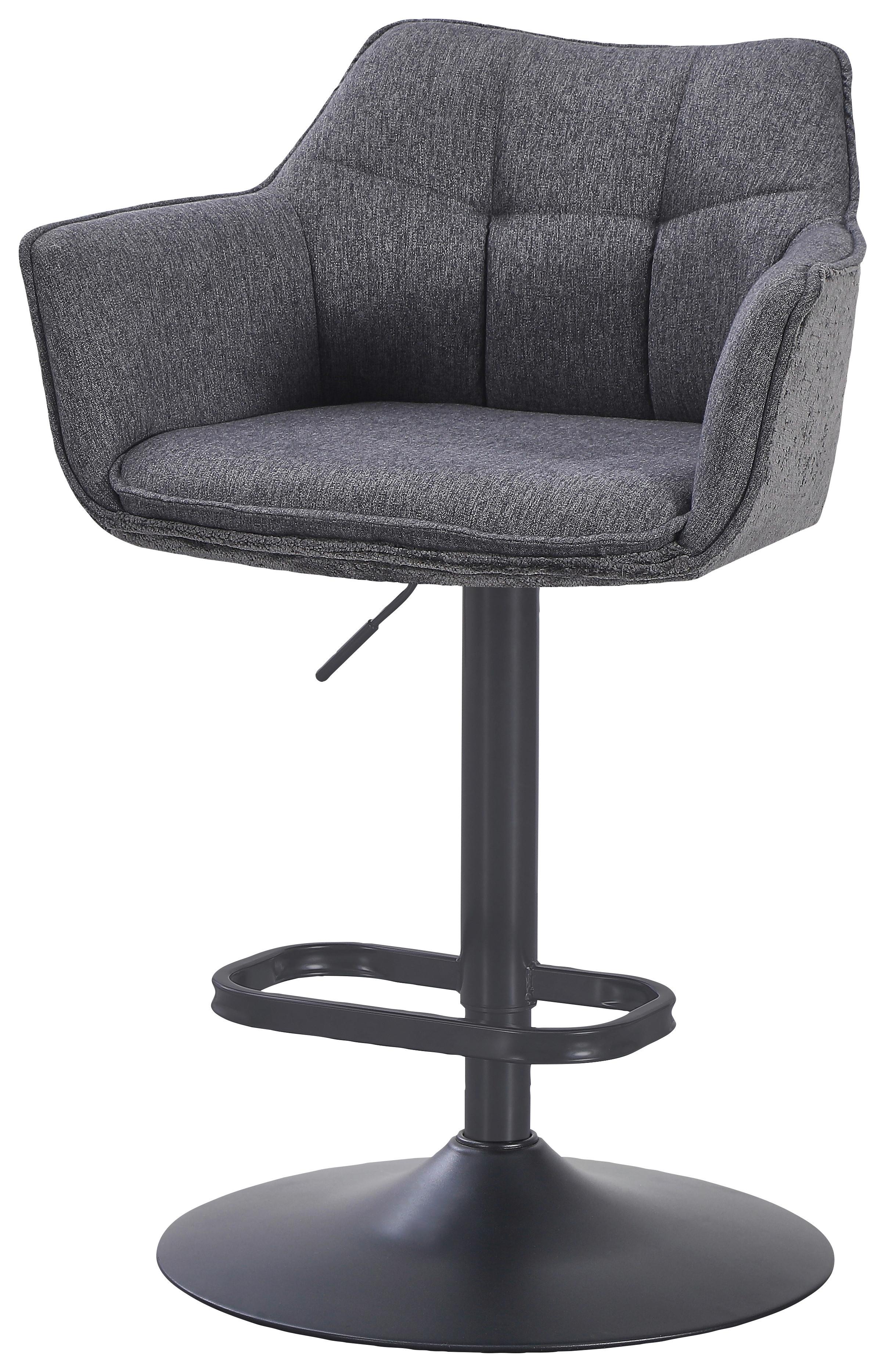 Bárszék Lina - fekete/szürke, Modern, textil/fém (58/89-110/53cm) - Mömax