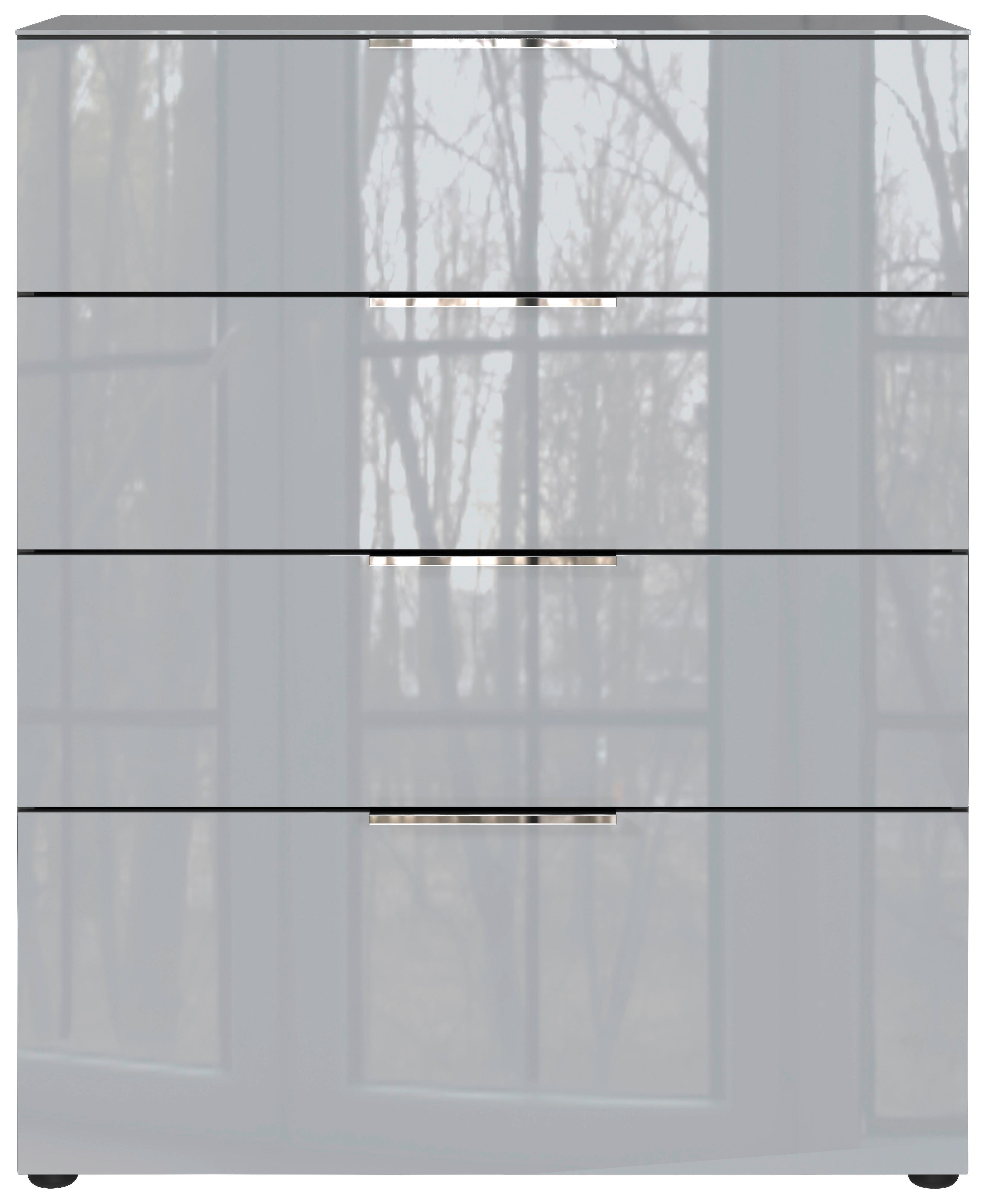Kommode Oakland in Grau/Graphitfarben - Chromfarben/Silberfarben, MODERN, Glas/Holzwerkstoff (83/102/42cm) - Premium Living
