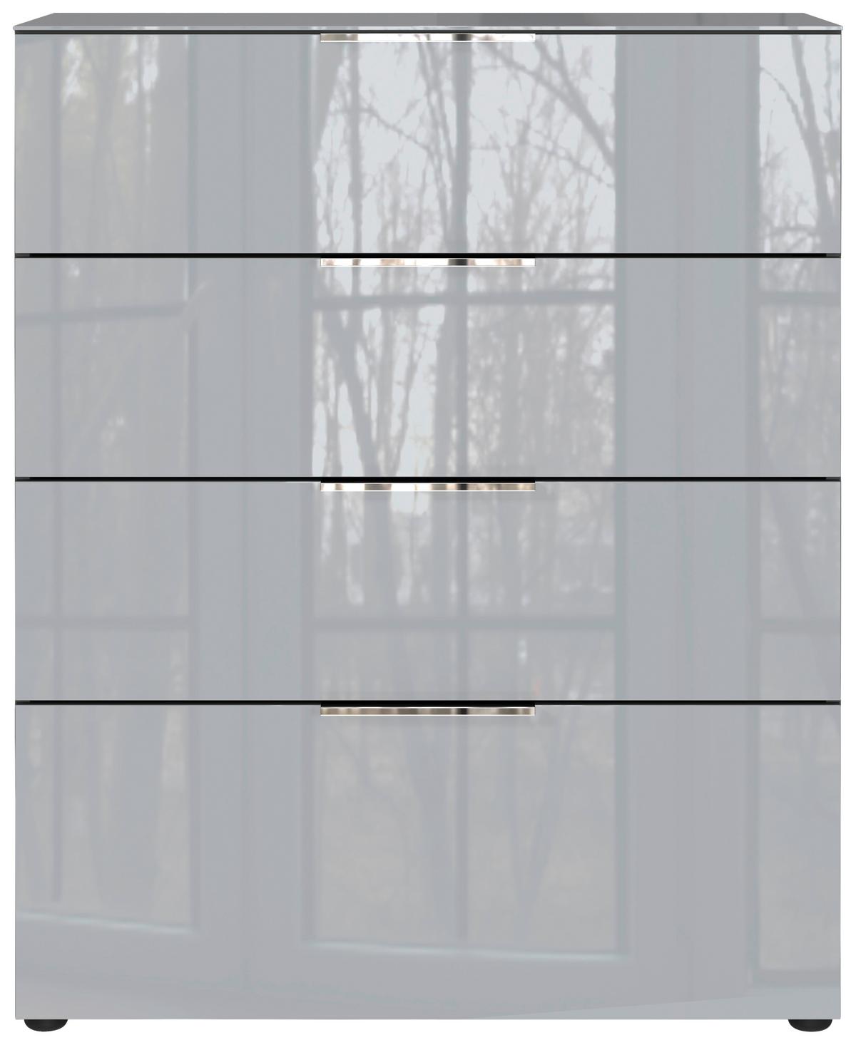 Kommode Oakland in Grau/Graphitfarben - Chromfarben/Silberfarben, Modern, Glas/Holzwerkstoff (83/102/42cm) - Premium Living