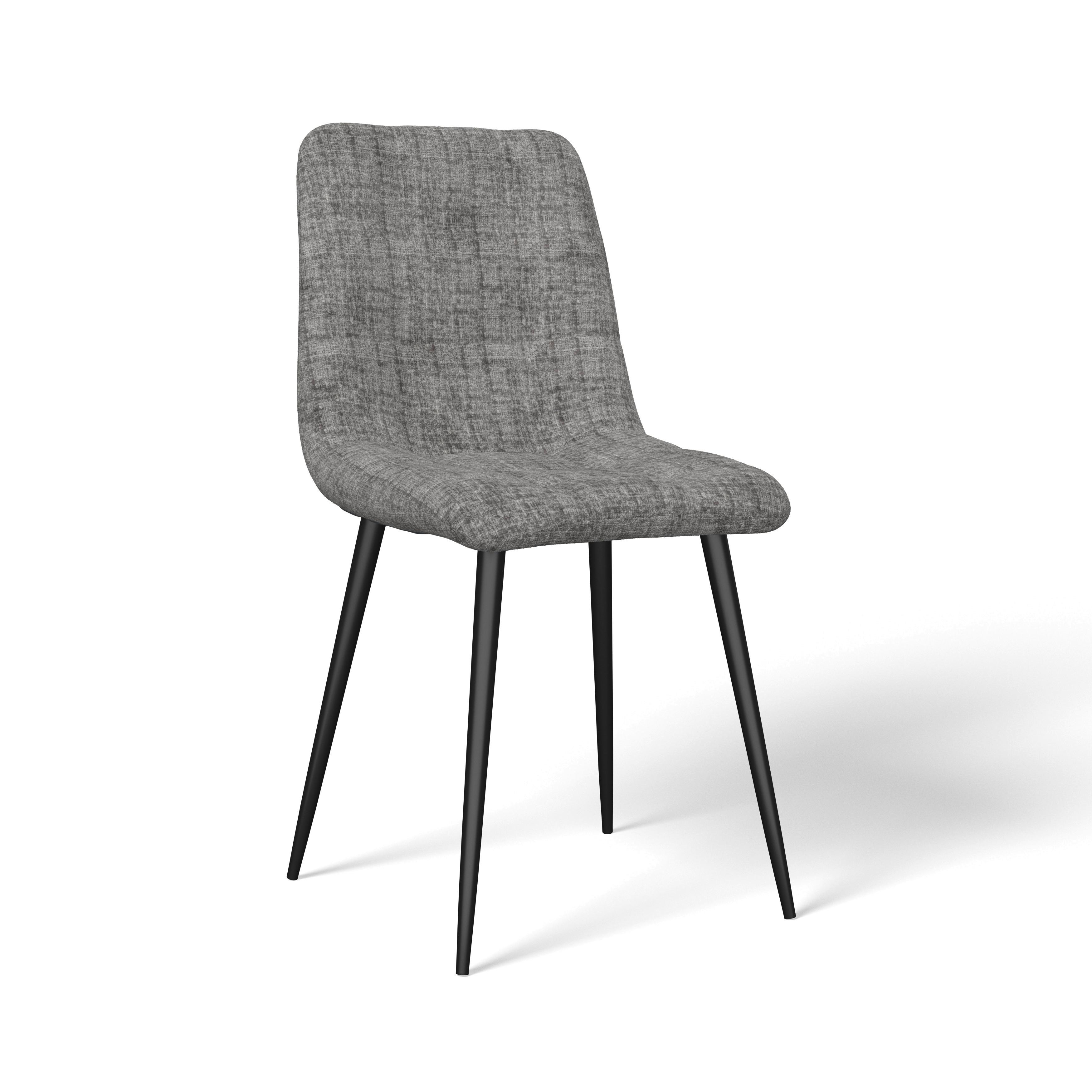 Stuhl Mino Hellgrau Webstoff Gepolstert - Hellgrau/Schwarz, MODERN, Textil/Metall (46/88/54cm) - Bessagi Home