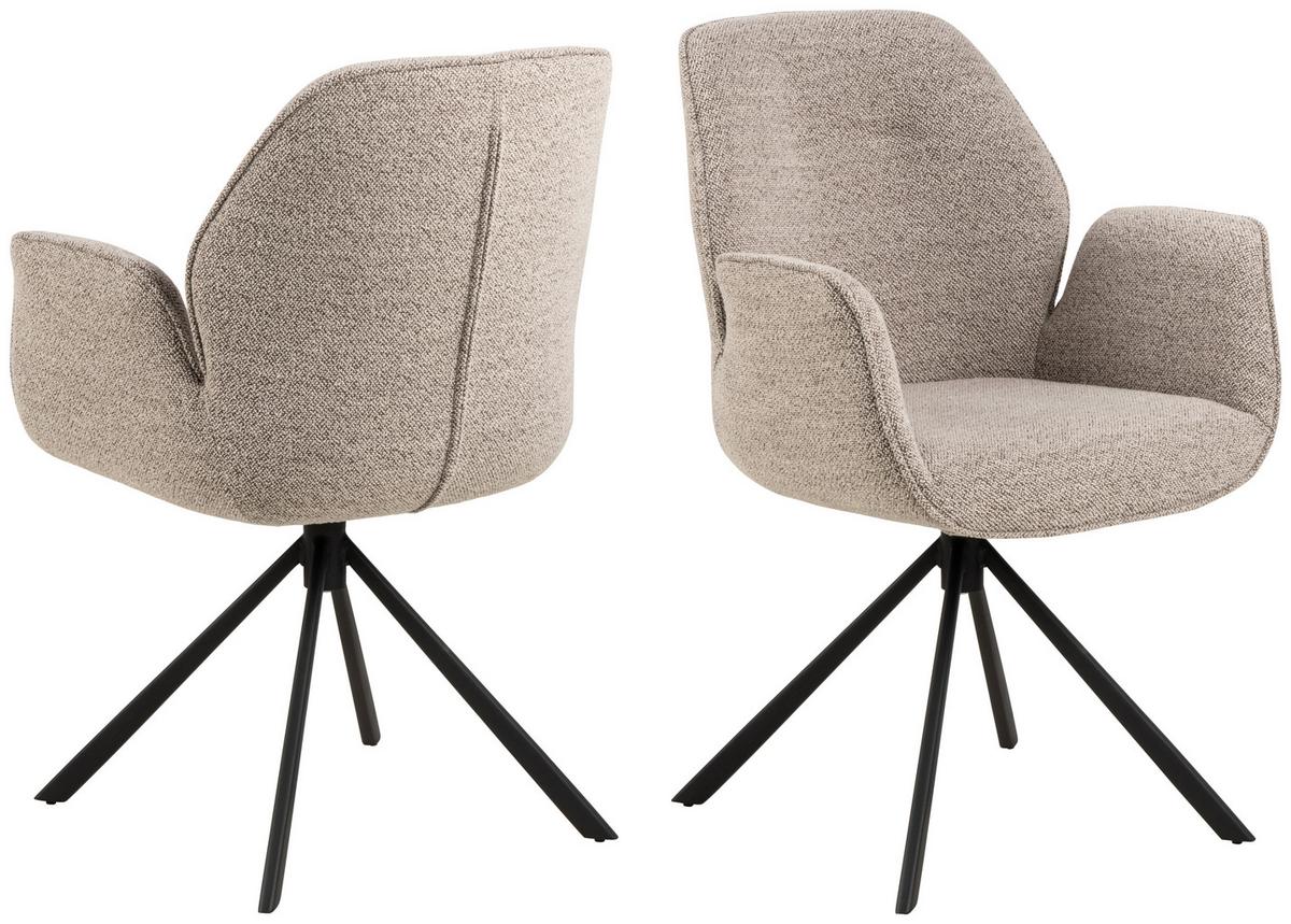 KRZESŁO Z PODŁOKIETNIKAMI AURA - beżowy/czarny, Design, metal/tkanina (60,5/90/62cm) - MID.YOU