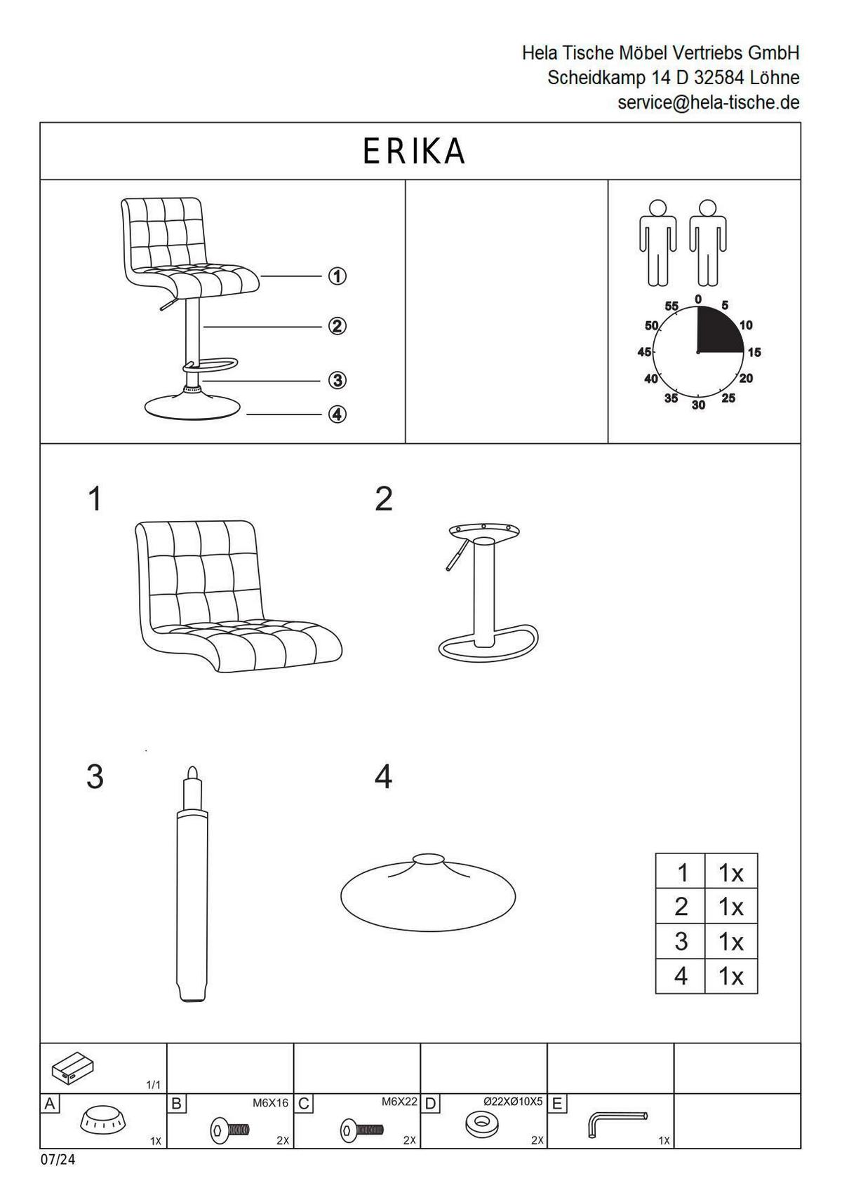BARHOCKER-SET ERIKA H 2ER-SET - Anthrazit, MODERN, Textil/Metall (47/93-114/57cm) - MID.YOU
